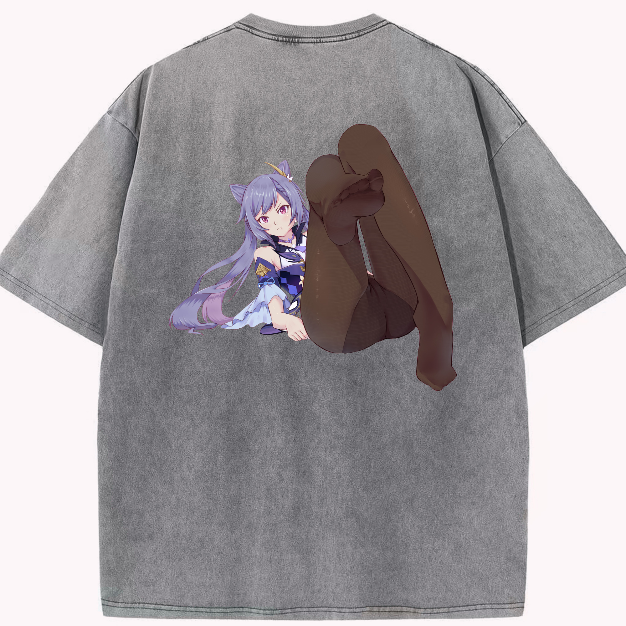 げんし神 刻晴 こくせい genshin Kokusei 綿100% ヴィンテージ風 半袖Tシャツ（背面プリント）