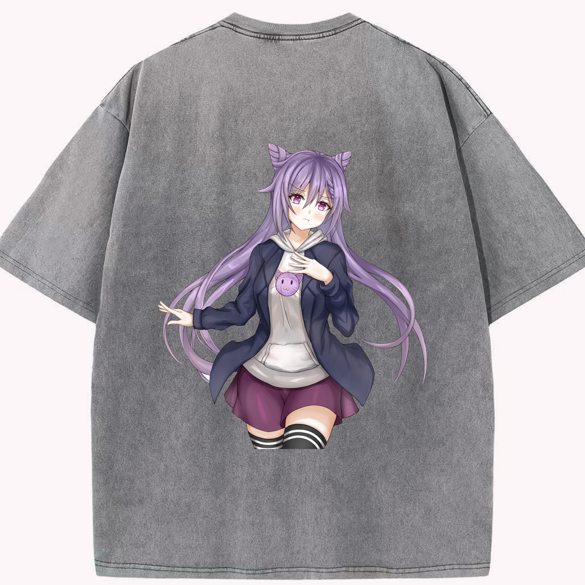げんし神 刻晴 こくせい genshin Kokusei 綿100% ヴィンテージ風 半袖Tシャツ（背面プリント）