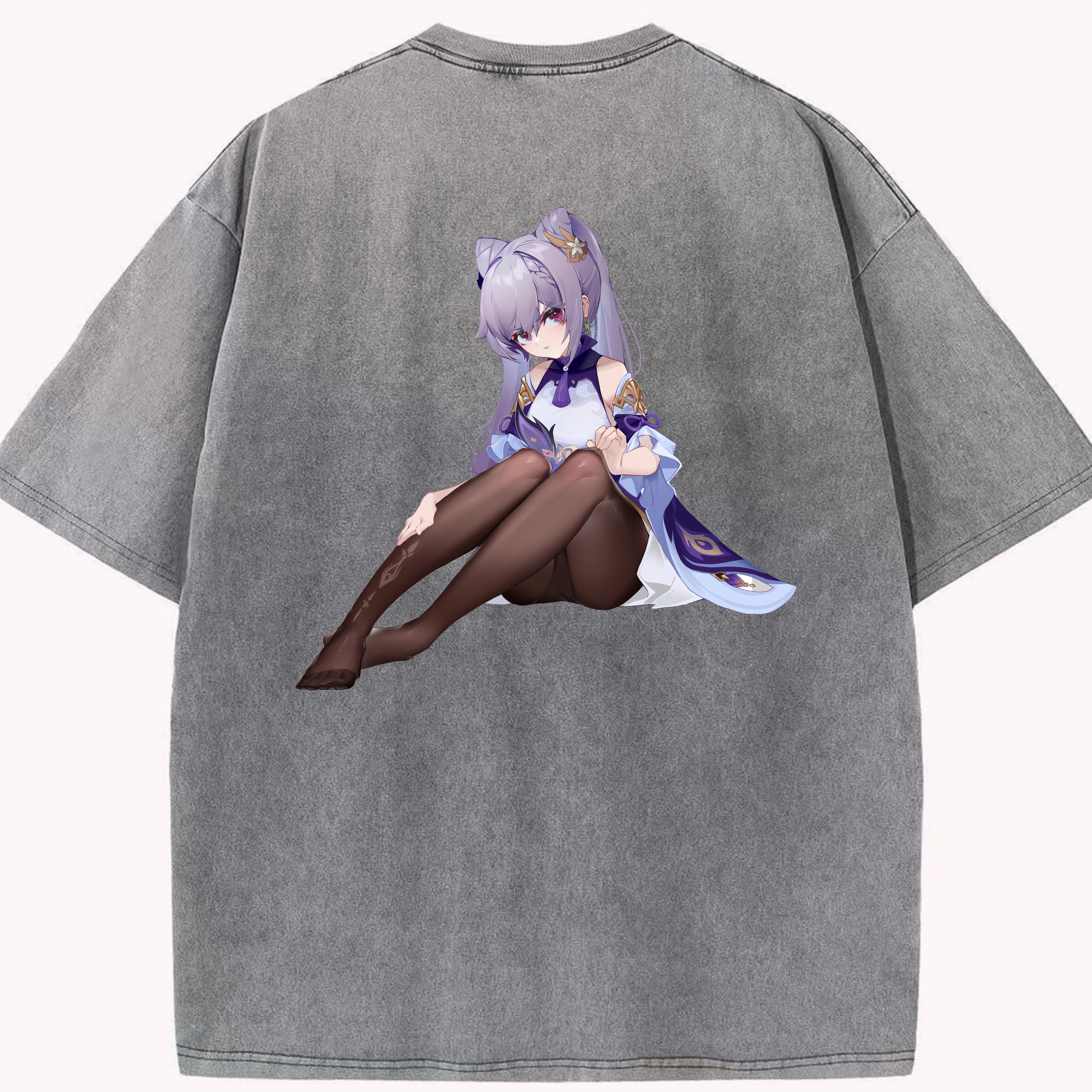 げんし神 刻晴 こくせい genshin Kokusei 綿100% ヴィンテージ風 半袖Tシャツ（背面プリント）
