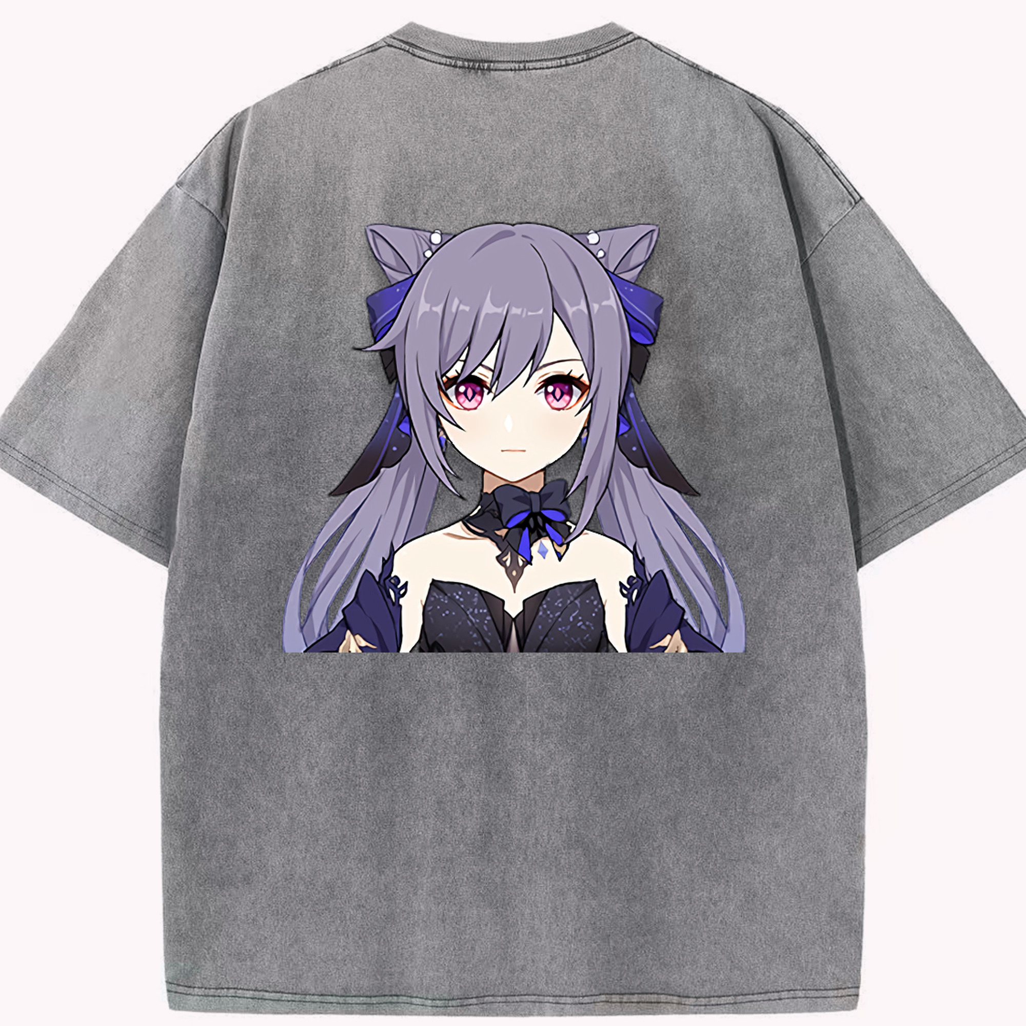 げんし神 刻晴 こくせい genshin Kokusei 綿100% ヴィンテージ風 半袖Tシャツ（背面プリント）