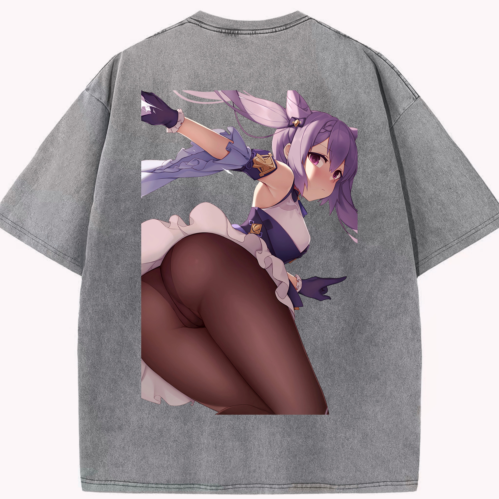 げんし神 刻晴 こくせい genshin Kokusei 綿100% ヴィンテージ風 半袖Tシャツ（背面プリント）