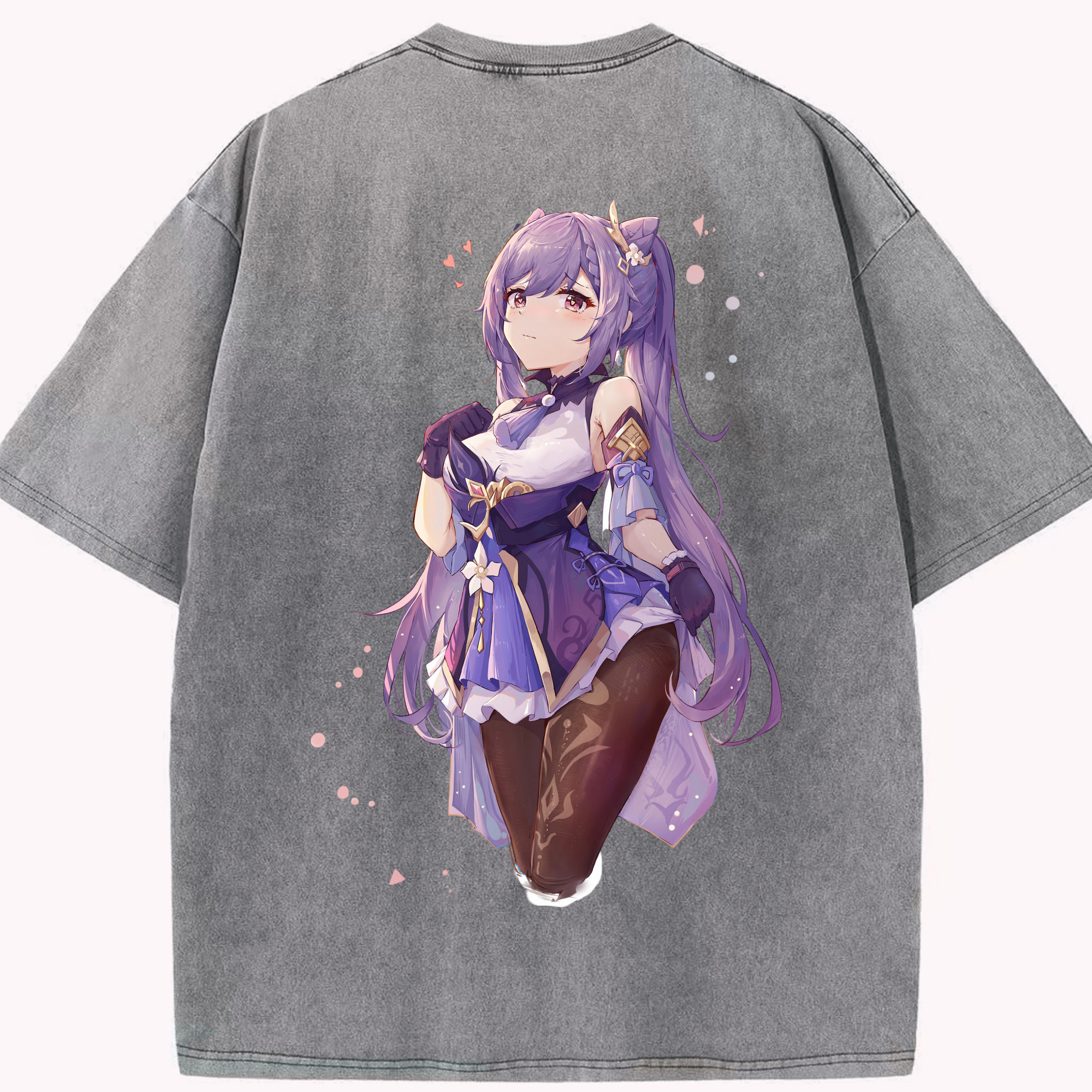 げんし神 刻晴 こくせい genshin Kokusei 綿100% ヴィンテージ風 半袖Tシャツ（背面プリント）