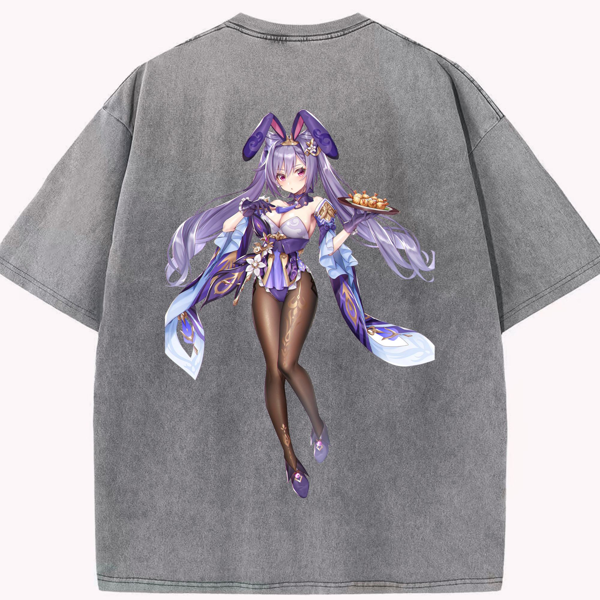 げんし神 刻晴 こくせい genshin Kokusei 綿100% ヴィンテージ風 半袖Tシャツ（背面プリント）