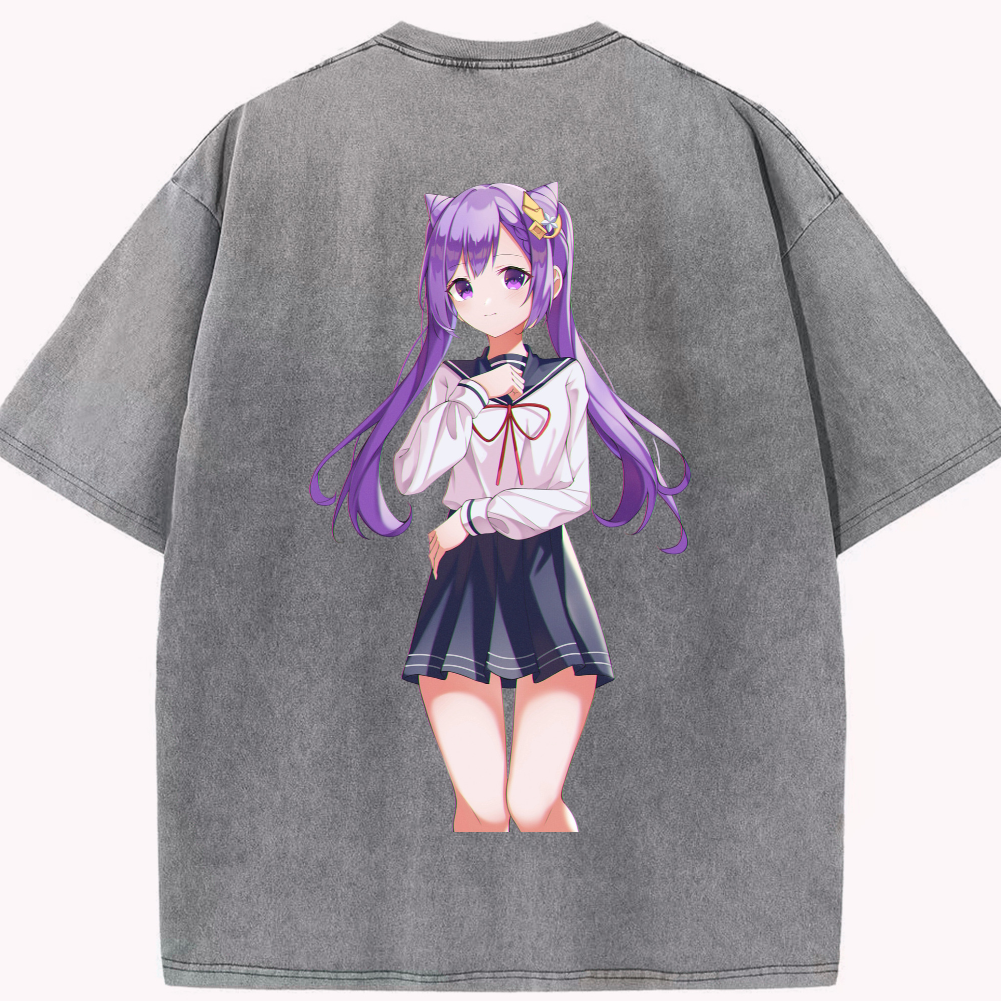 げんし神 刻晴 こくせい genshin Kokusei 綿100% ヴィンテージ風 半袖Tシャツ（背面プリント）