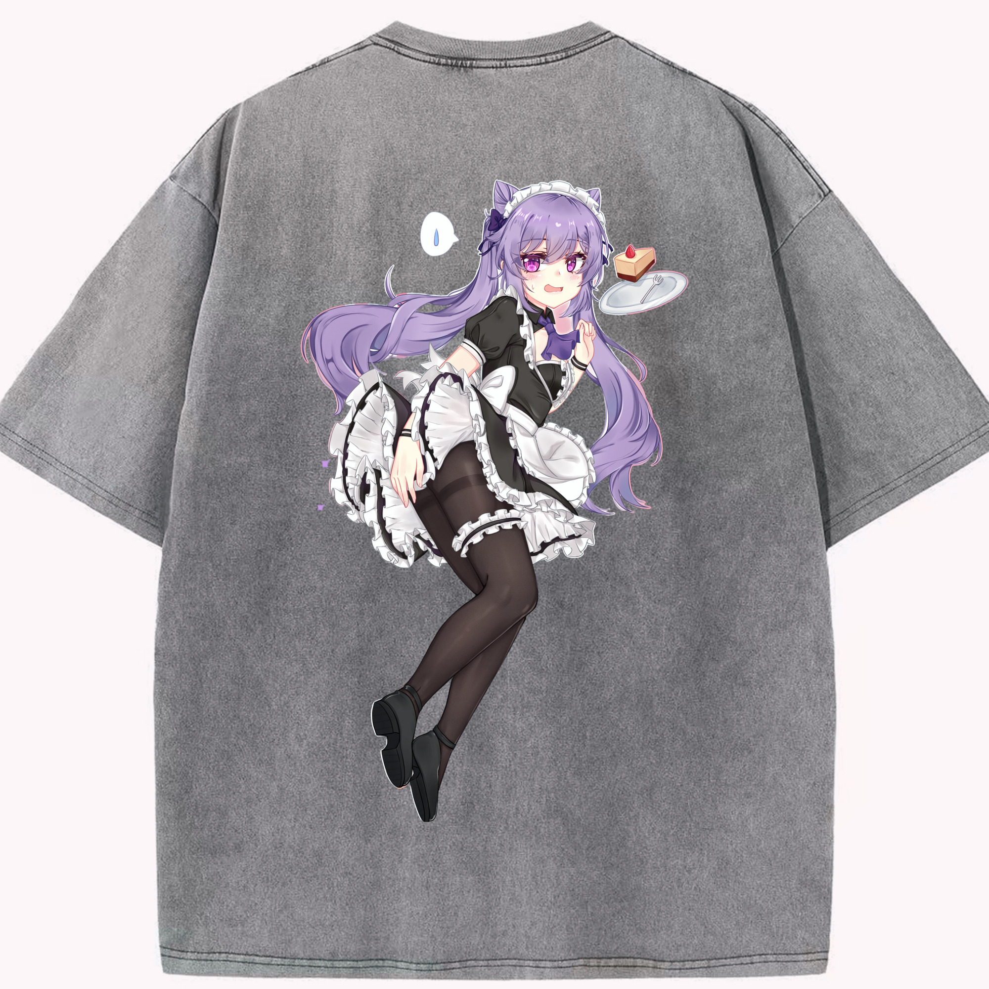 げんし神 刻晴 こくせい genshin Kokusei 綿100% ヴィンテージ風 半袖Tシャツ（背面プリント）