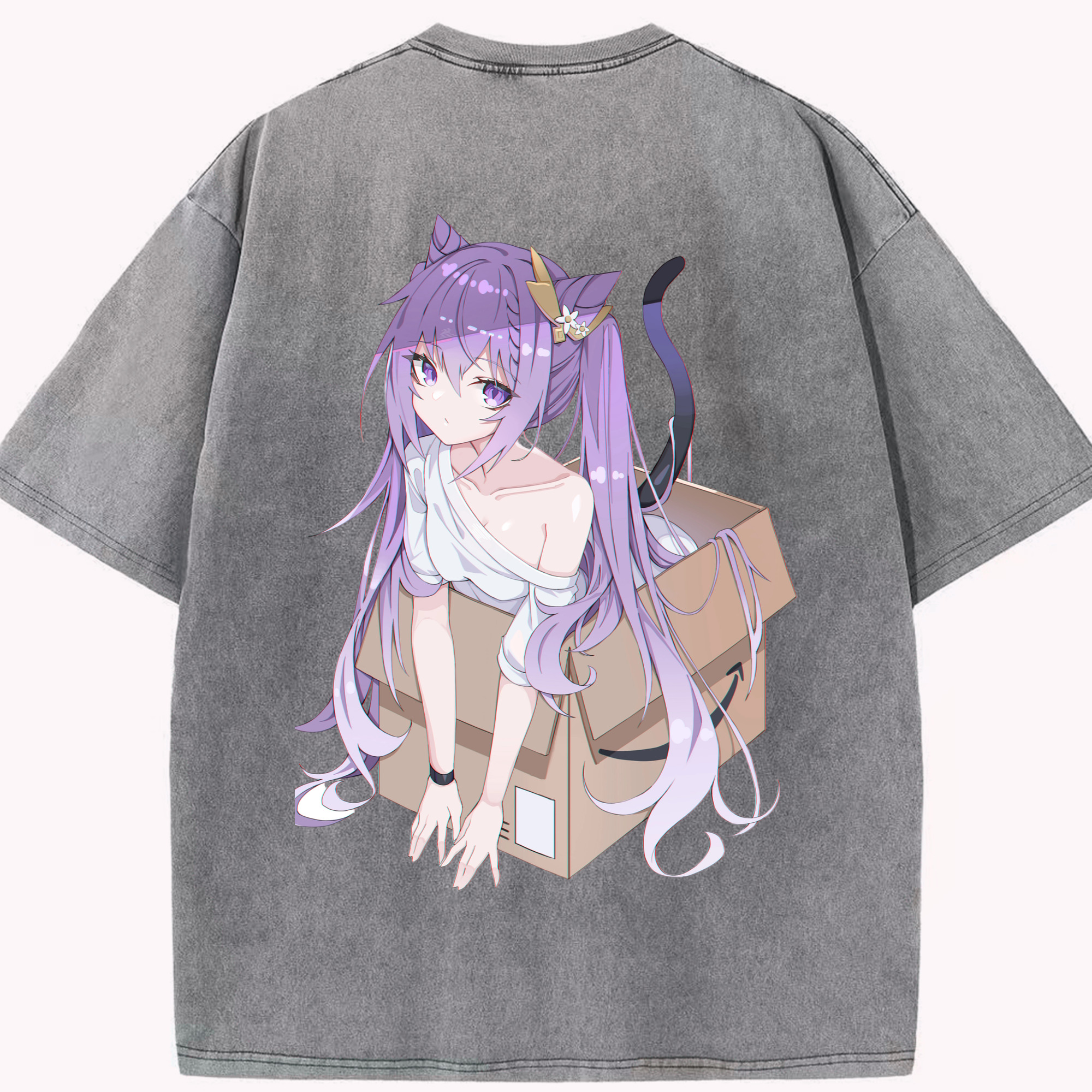 げんし神 刻晴 こくせい genshin Kokusei 綿100% ヴィンテージ風 半袖Tシャツ（背面プリント）