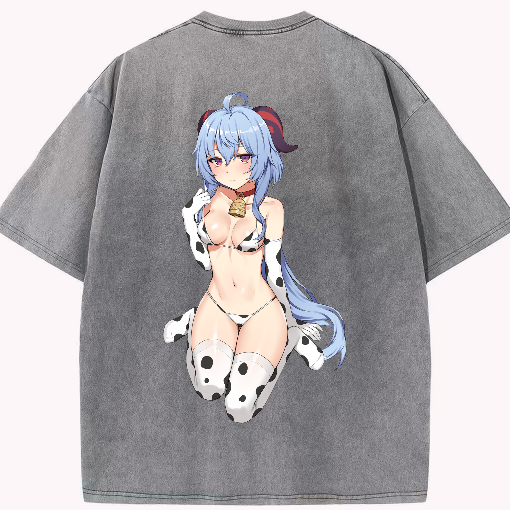 げんし神 甘雨 かんう genshin Ganyu 綿100% ヴィンテージ風 半袖Tシャツ（背面プリント）