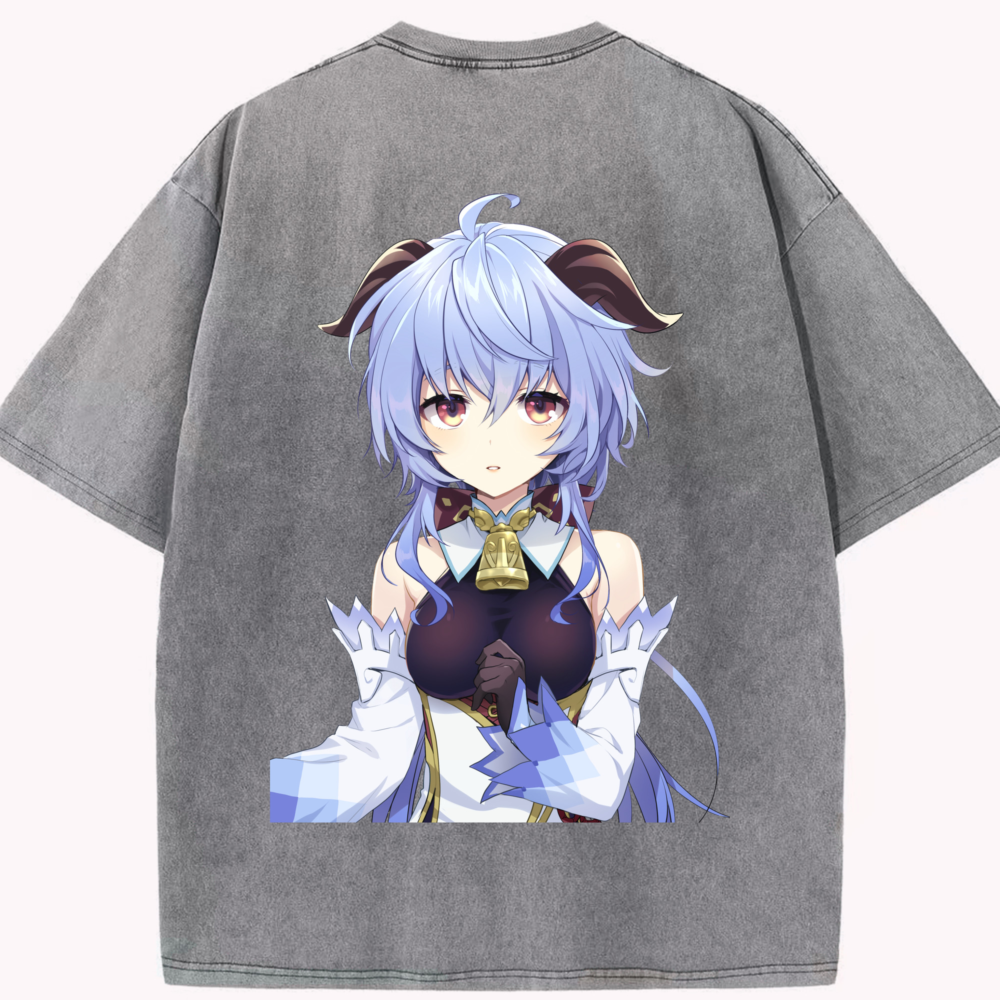 げんし神 甘雨 かんう genshin Ganyu 綿100% ヴィンテージ風 半袖Tシャツ（背面プリント）