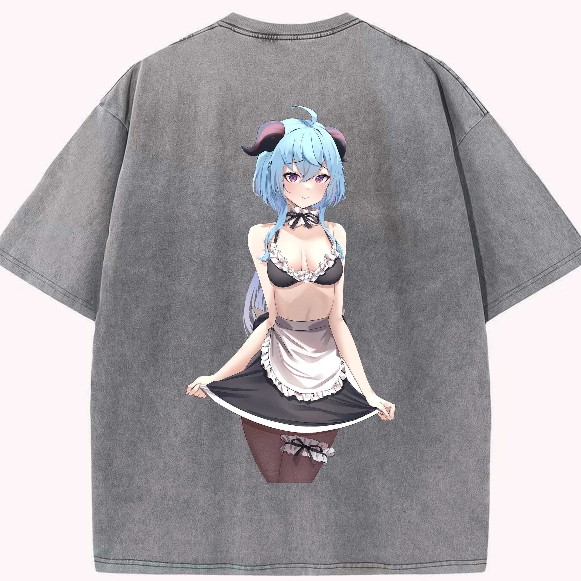 げんし神 甘雨 かんう genshin Ganyu 綿100% ヴィンテージ風 半袖Tシャツ（背面プリント）