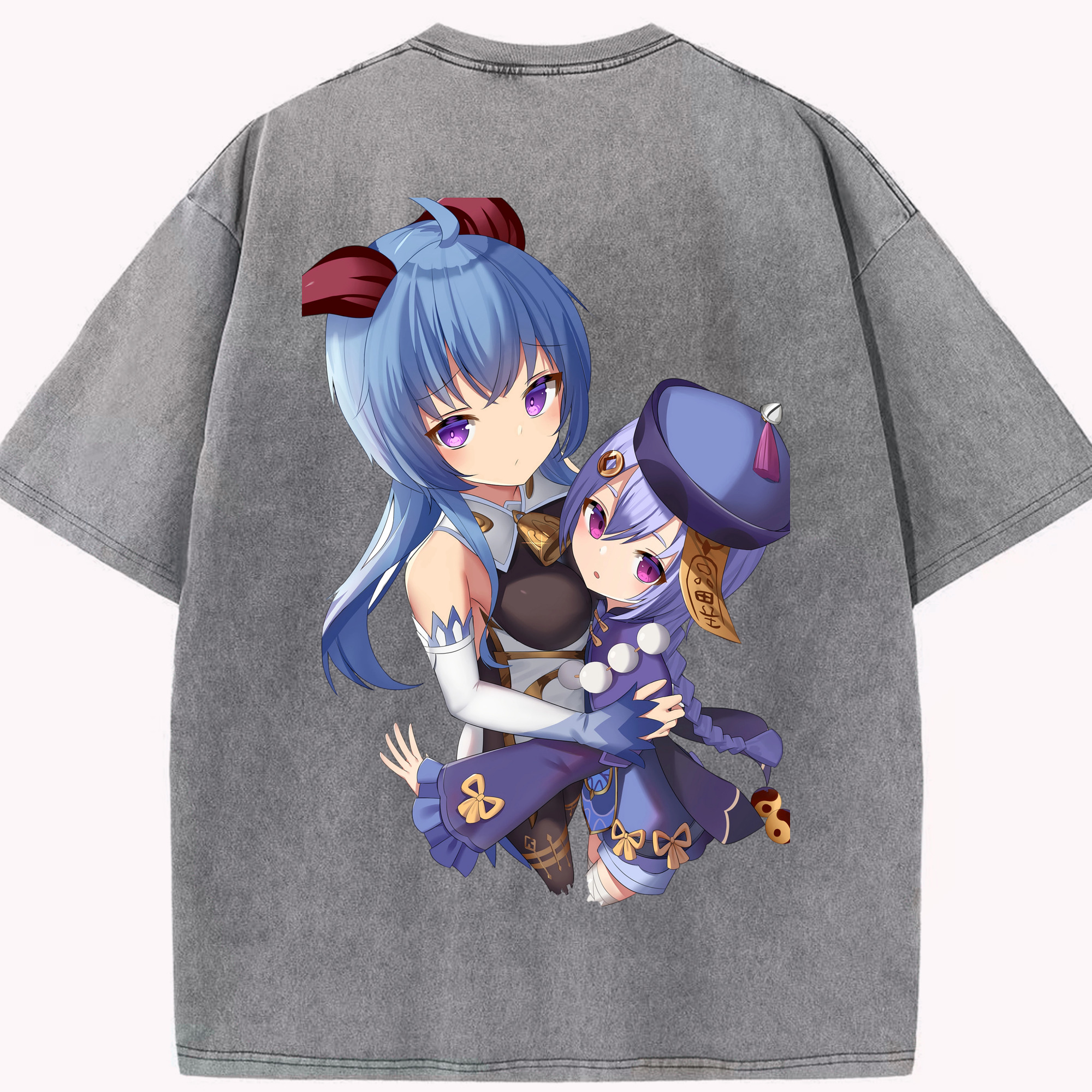 げんし神 甘雨 かんう genshin Ganyu 綿100% ヴィンテージ風 半袖Tシャツ（背面プリント）