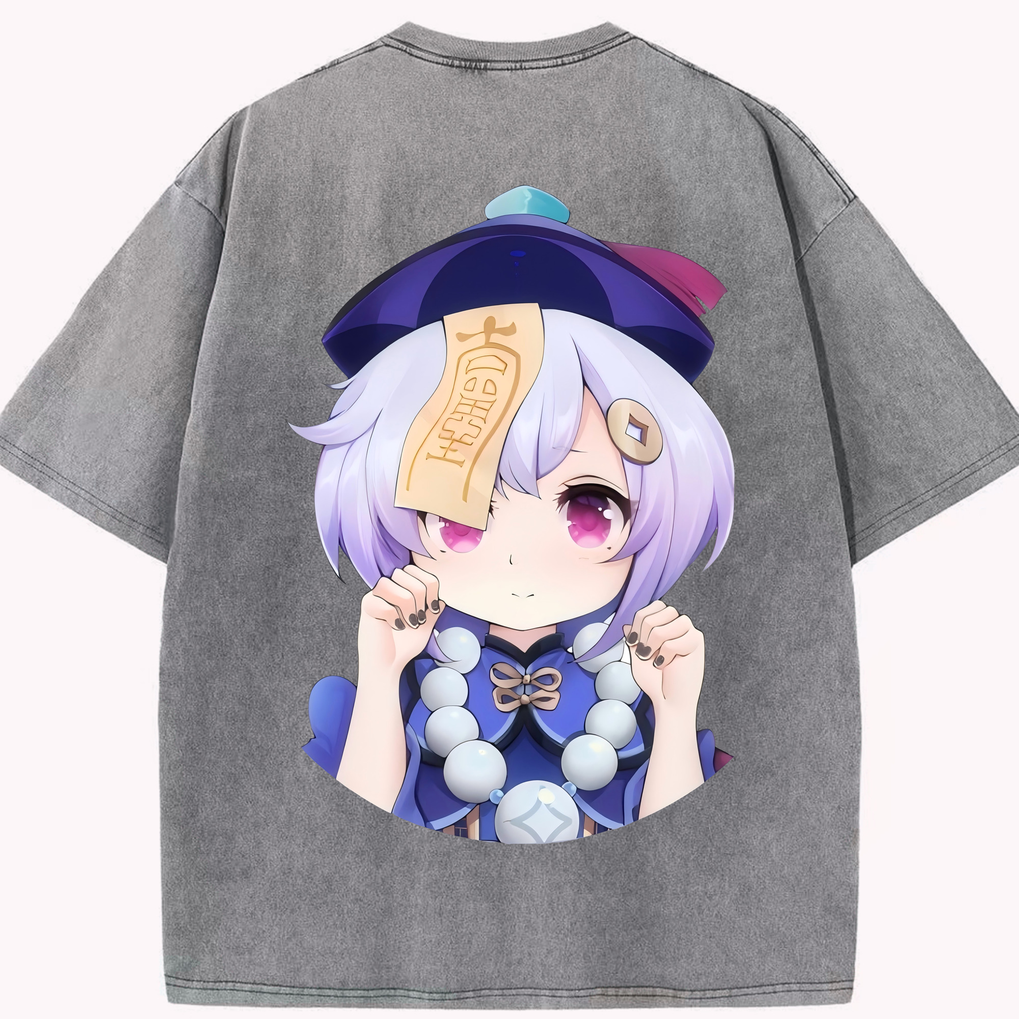 げんし神 七七 なな  genshin Nana 綿100% ヴィンテージ風 半袖Tシャツ（背面プリント）