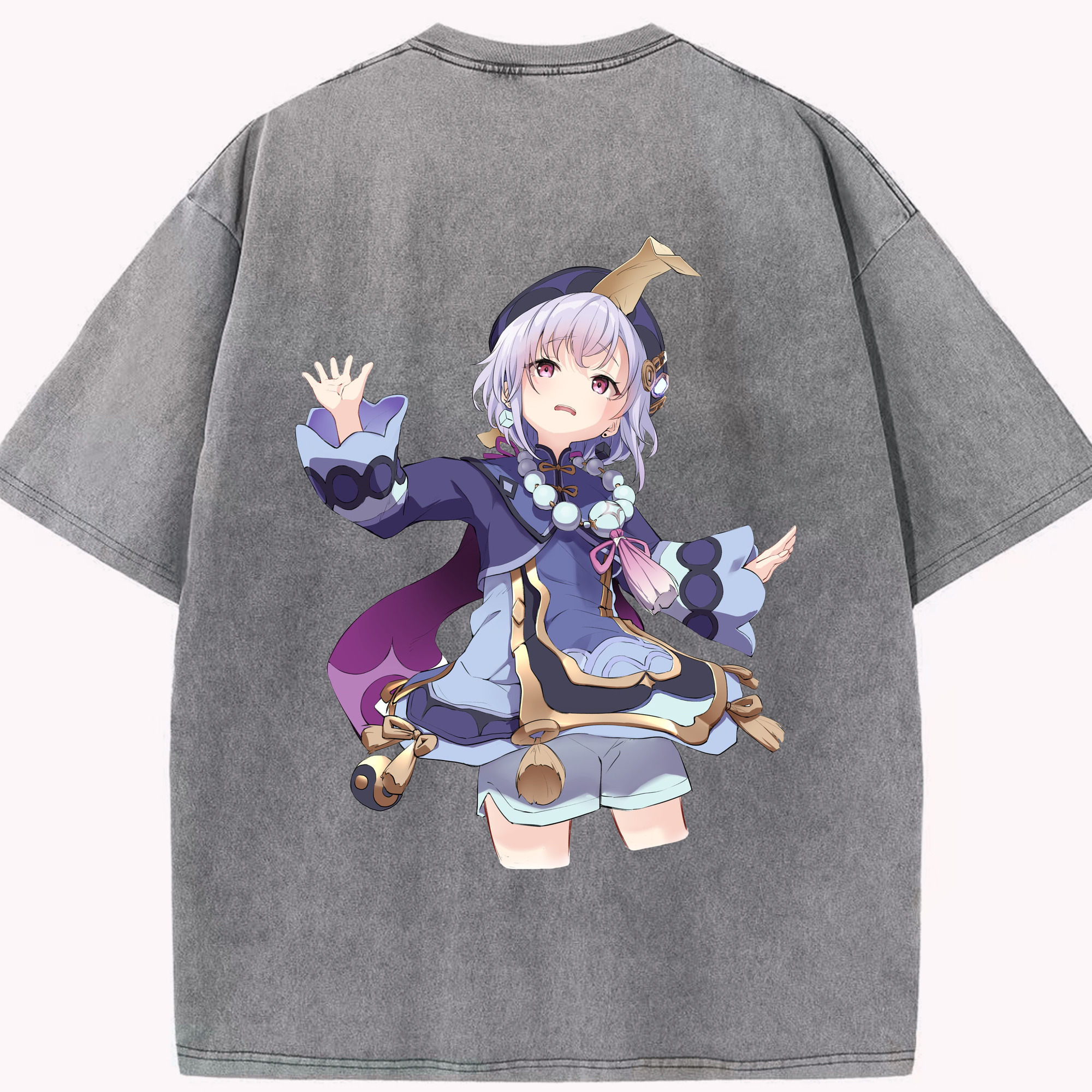 げんし神 七七 なな  genshin Nana 綿100% ヴィンテージ風 半袖Tシャツ（背面プリント）