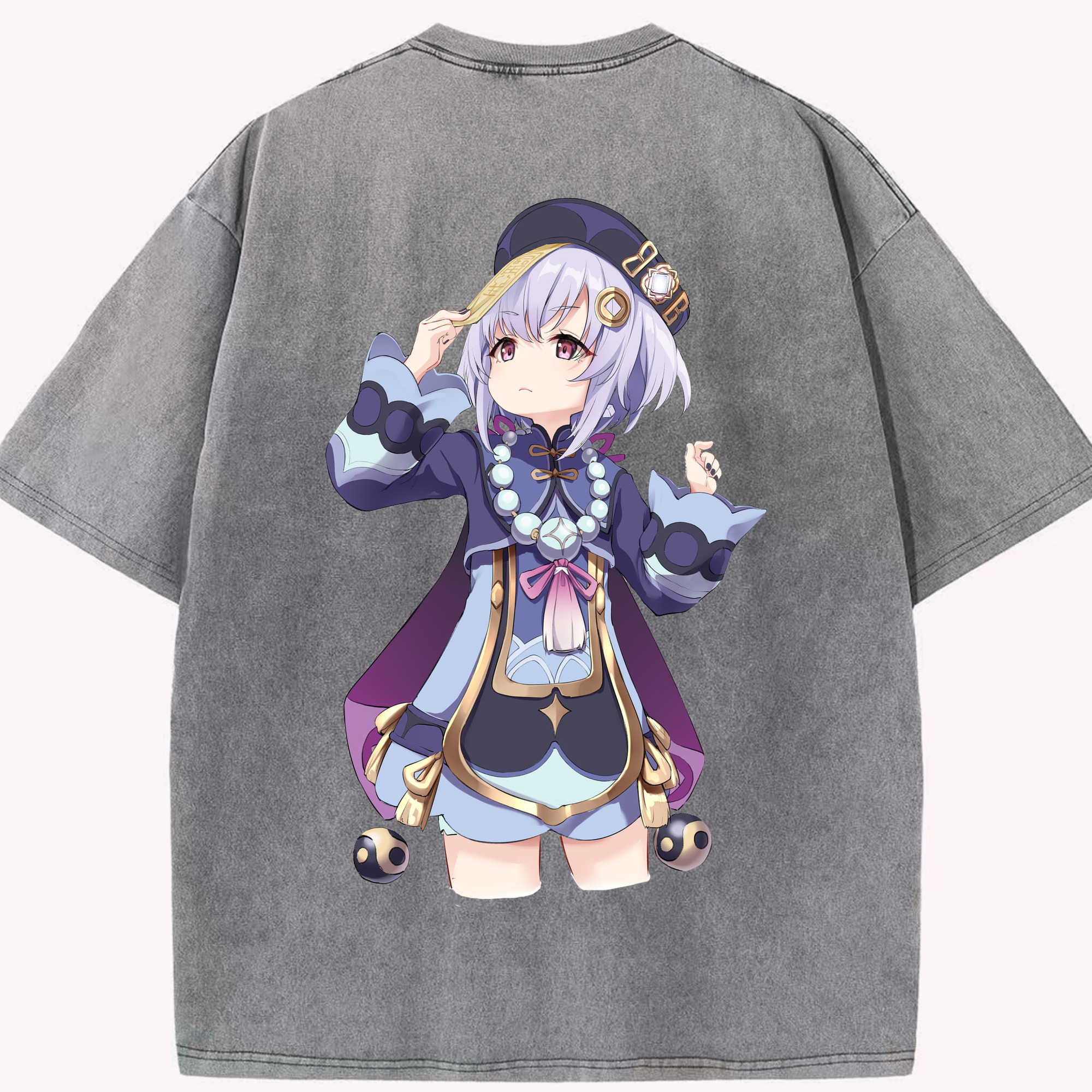げんし神 七七 なな  genshin Nana 綿100% ヴィンテージ風 半袖Tシャツ（背面プリント）
