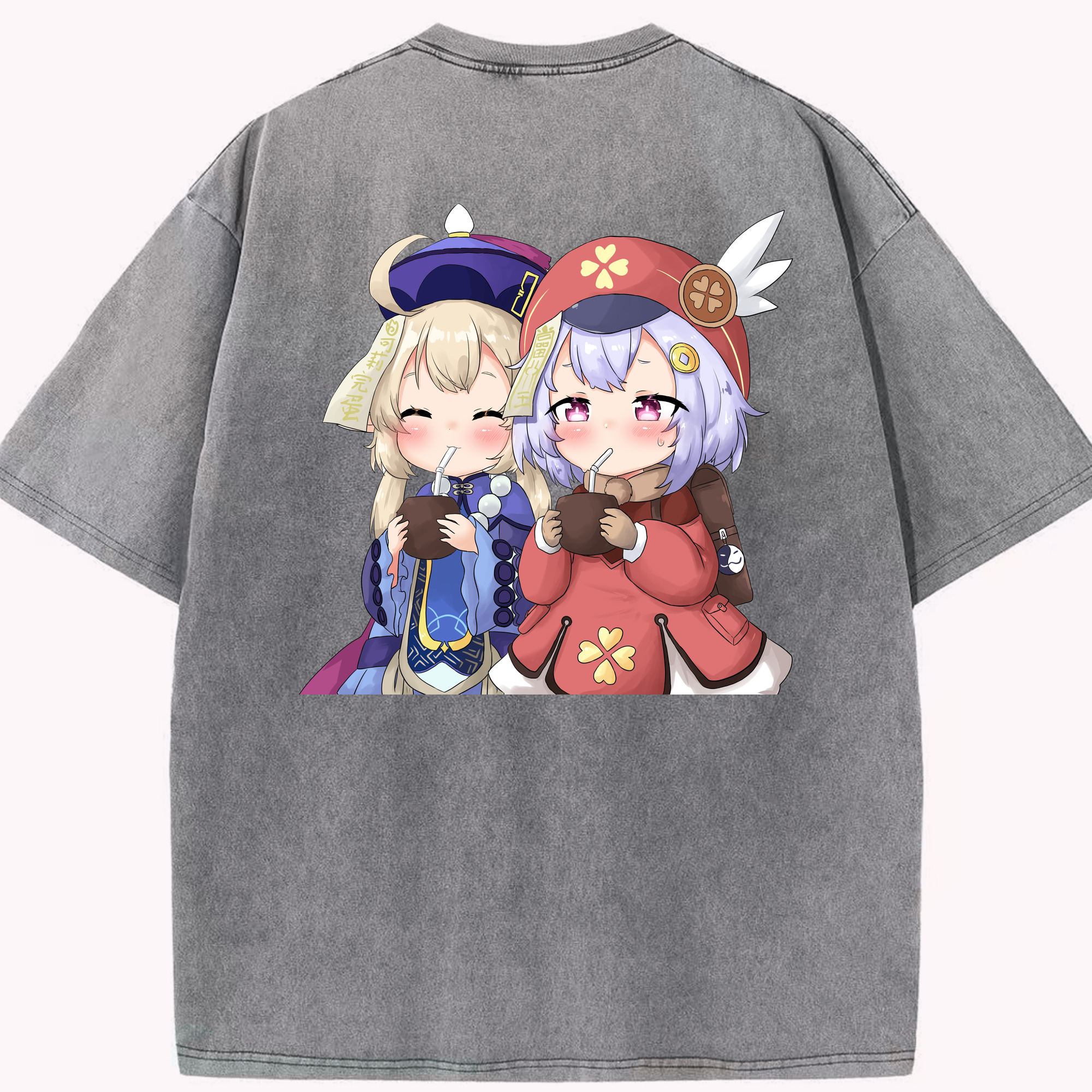 げんし神 七七 なな  genshin Nana 綿100% ヴィンテージ風 半袖Tシャツ（背面プリント）