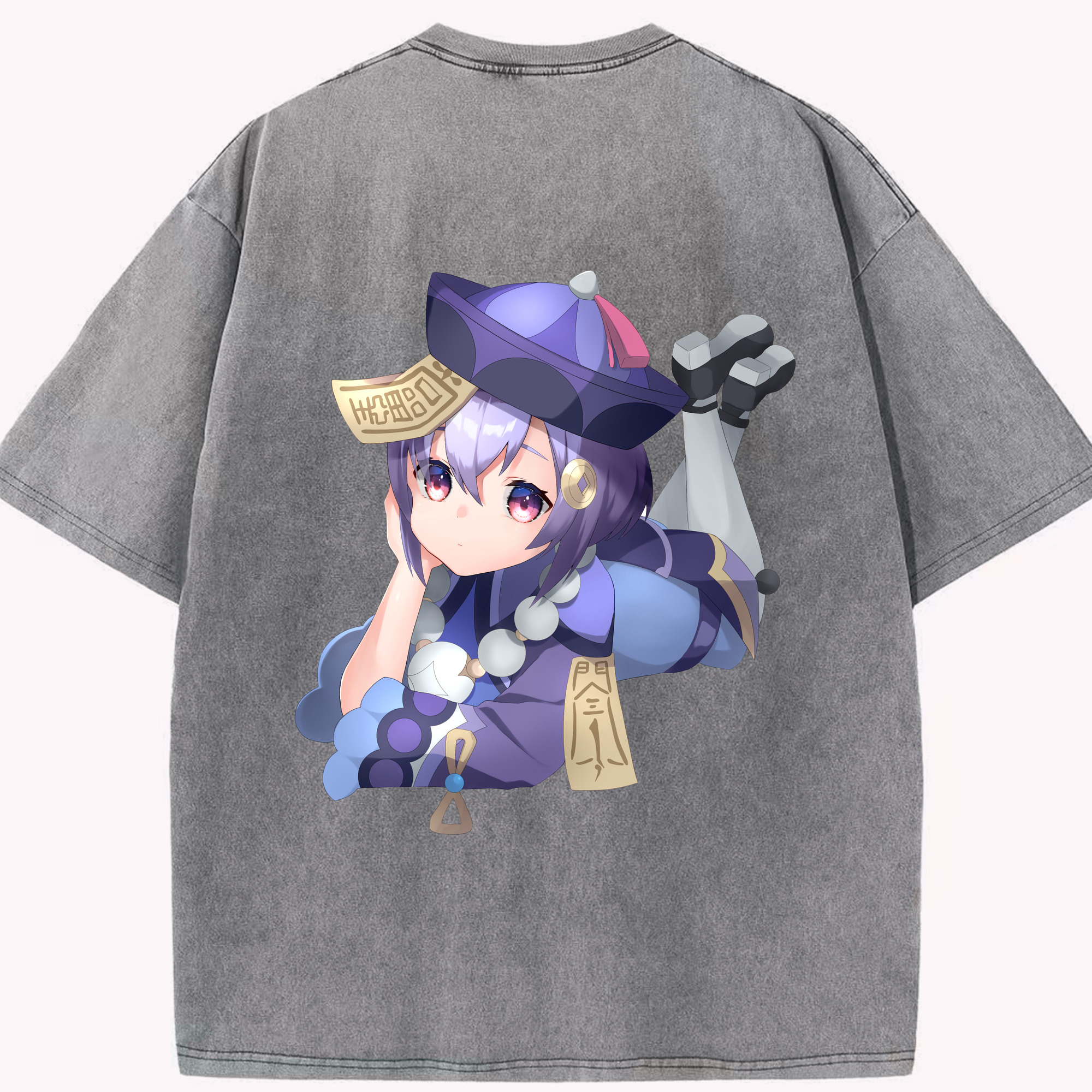げんし神 七七 なな  genshin Nana 綿100% ヴィンテージ風 半袖Tシャツ（背面プリント）