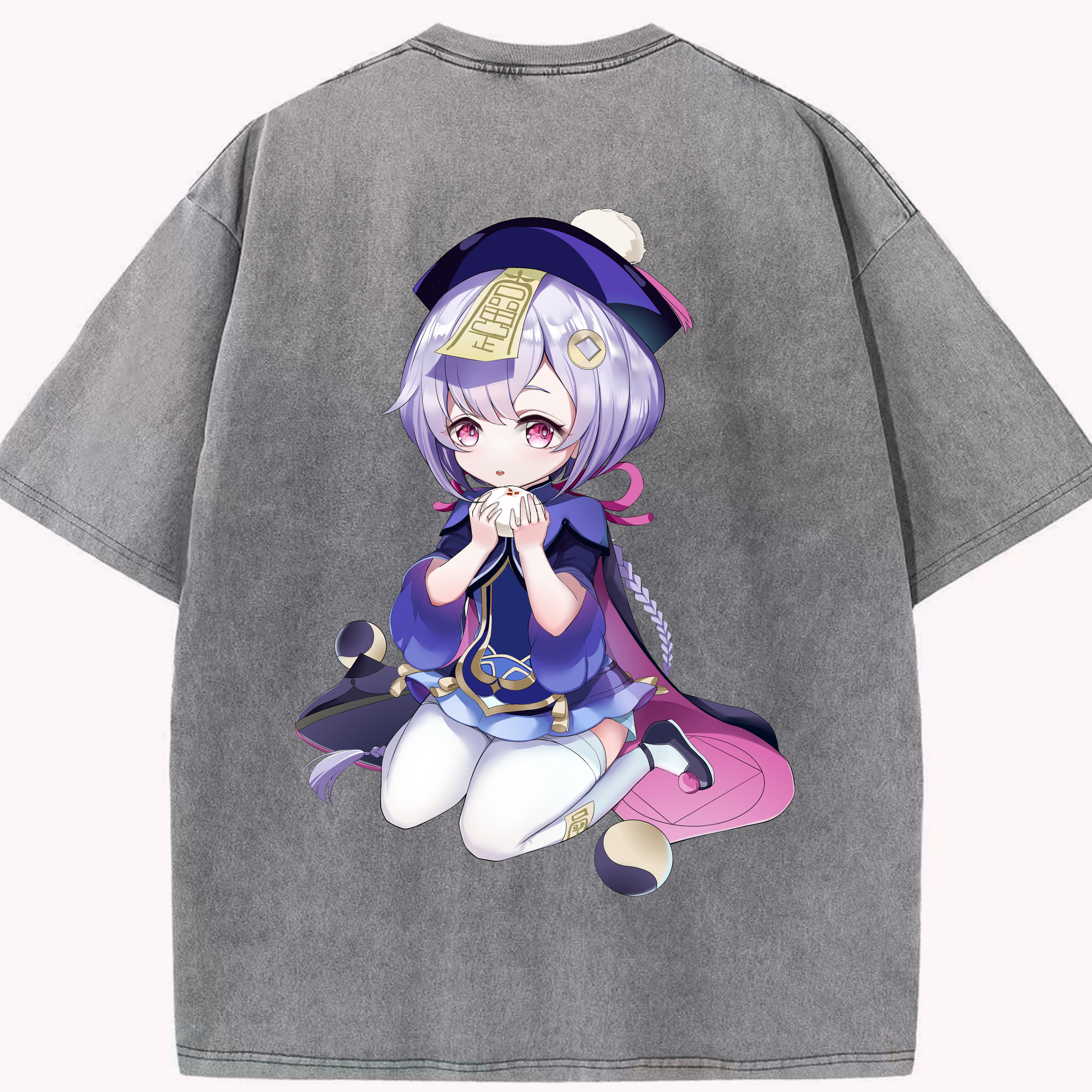 げんし神 七七 なな  genshin Nana 綿100% ヴィンテージ風 半袖Tシャツ（背面プリント）