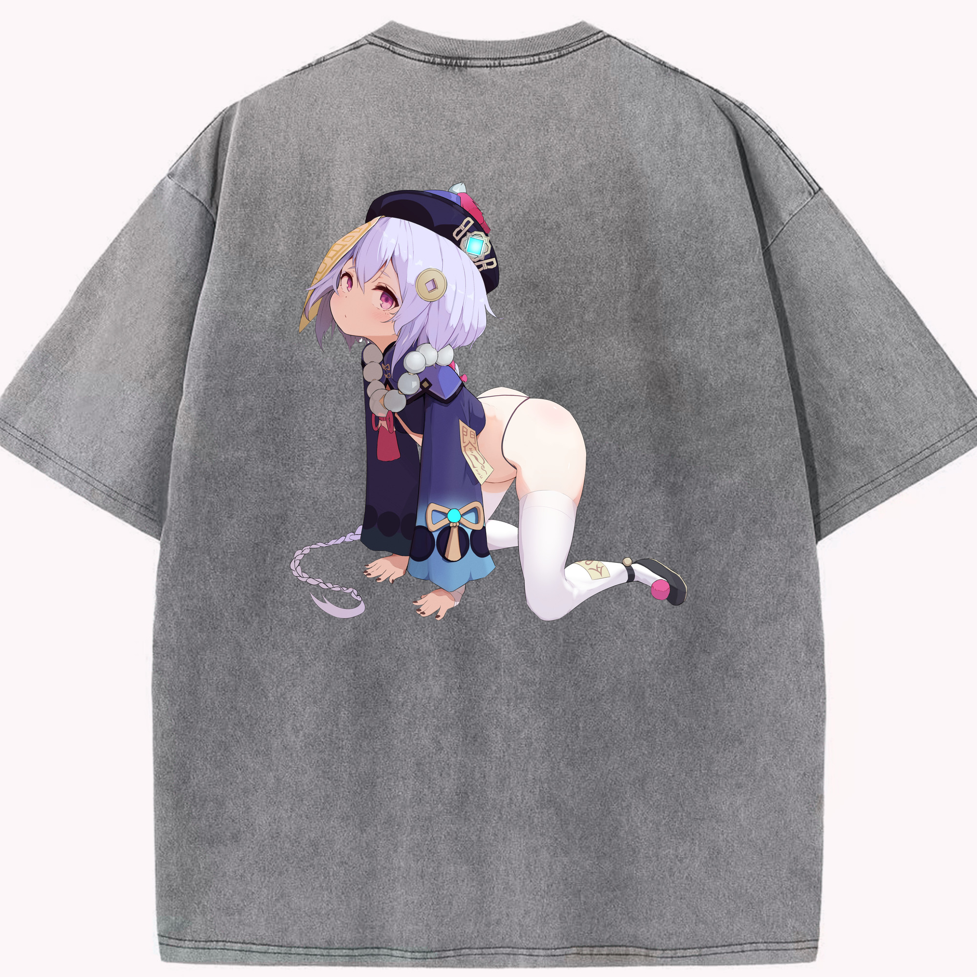 げんし神 七七 なな  genshin Nana 綿100% ヴィンテージ風 半袖Tシャツ（背面プリント）