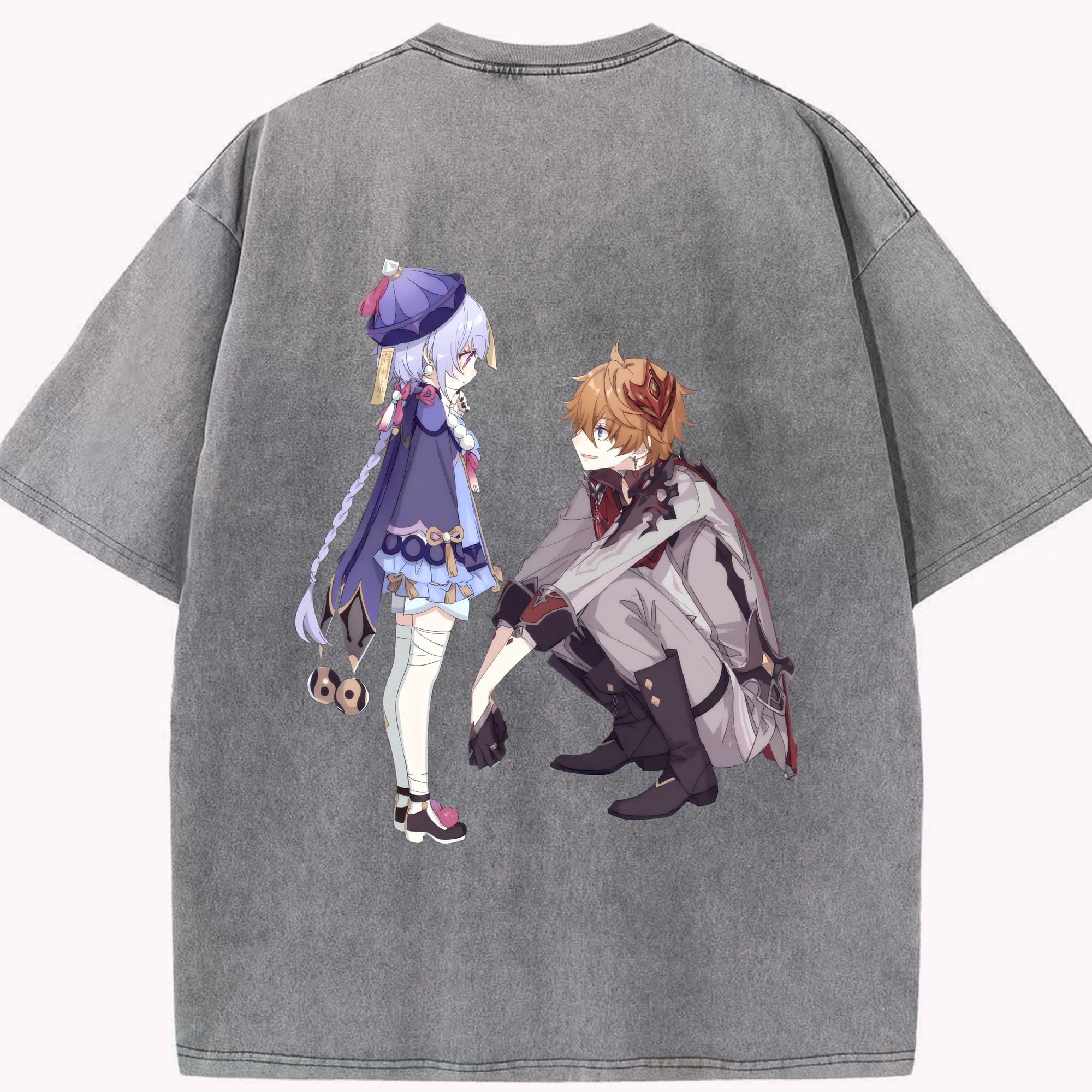 げんし神 七七 なな  genshin Nana 綿100% ヴィンテージ風 半袖Tシャツ（背面プリント）