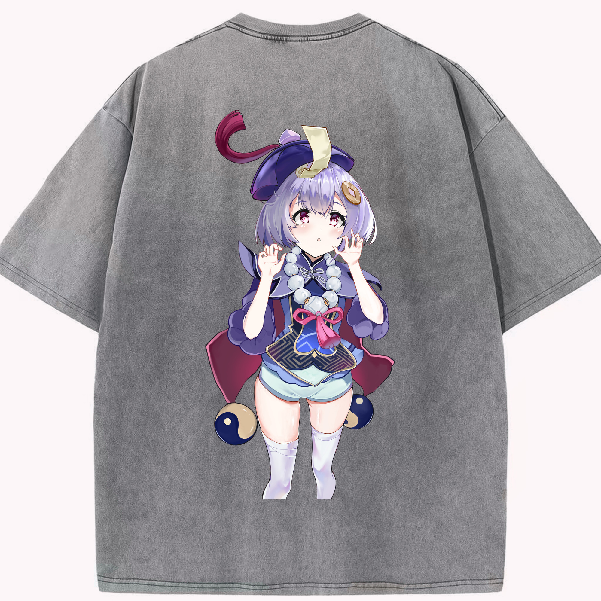 げんし神 七七 なな  genshin Nana 綿100% ヴィンテージ風 半袖Tシャツ（背面プリント）