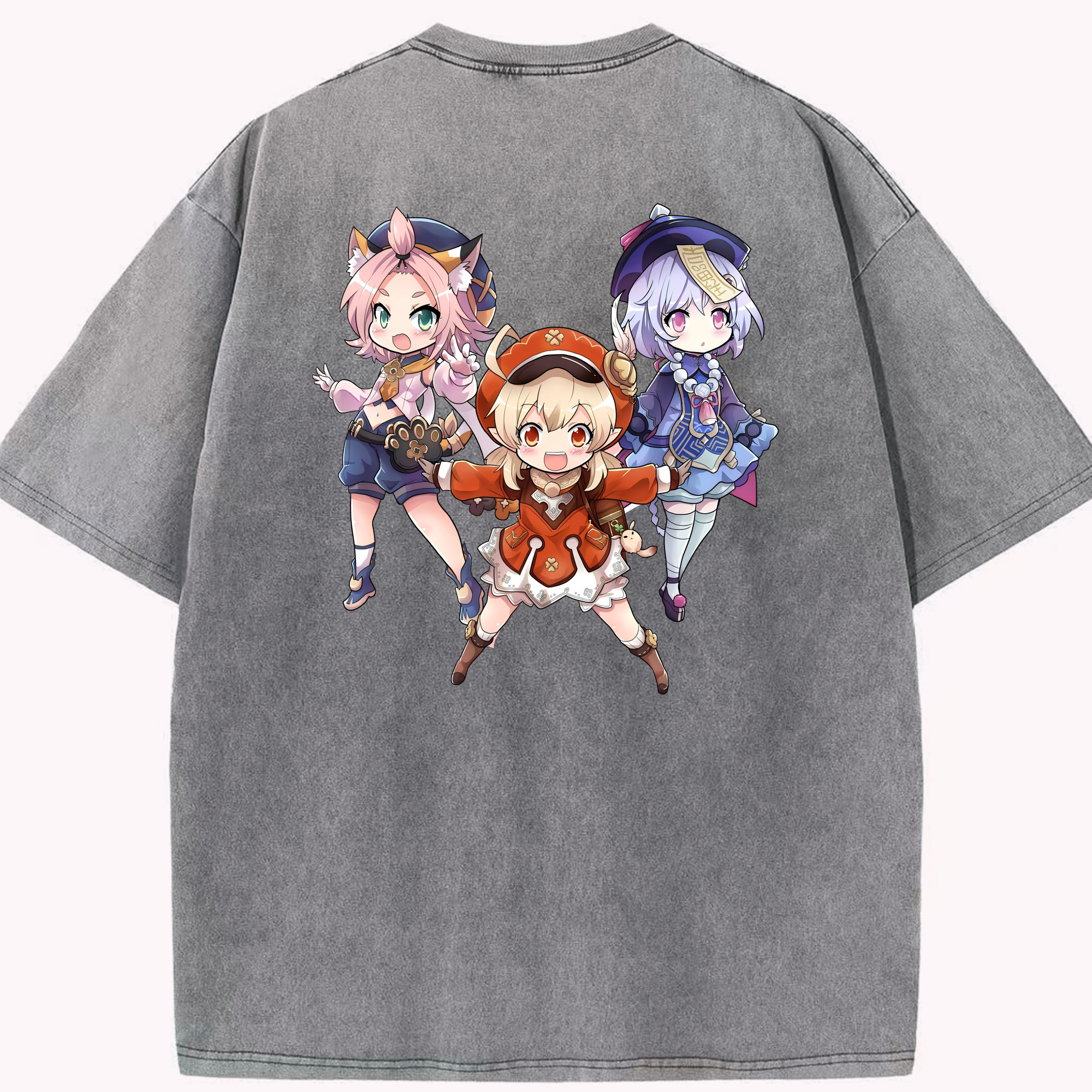 げんし神 七七 なな  genshin Nana 綿100% ヴィンテージ風 半袖Tシャツ（背面プリント）