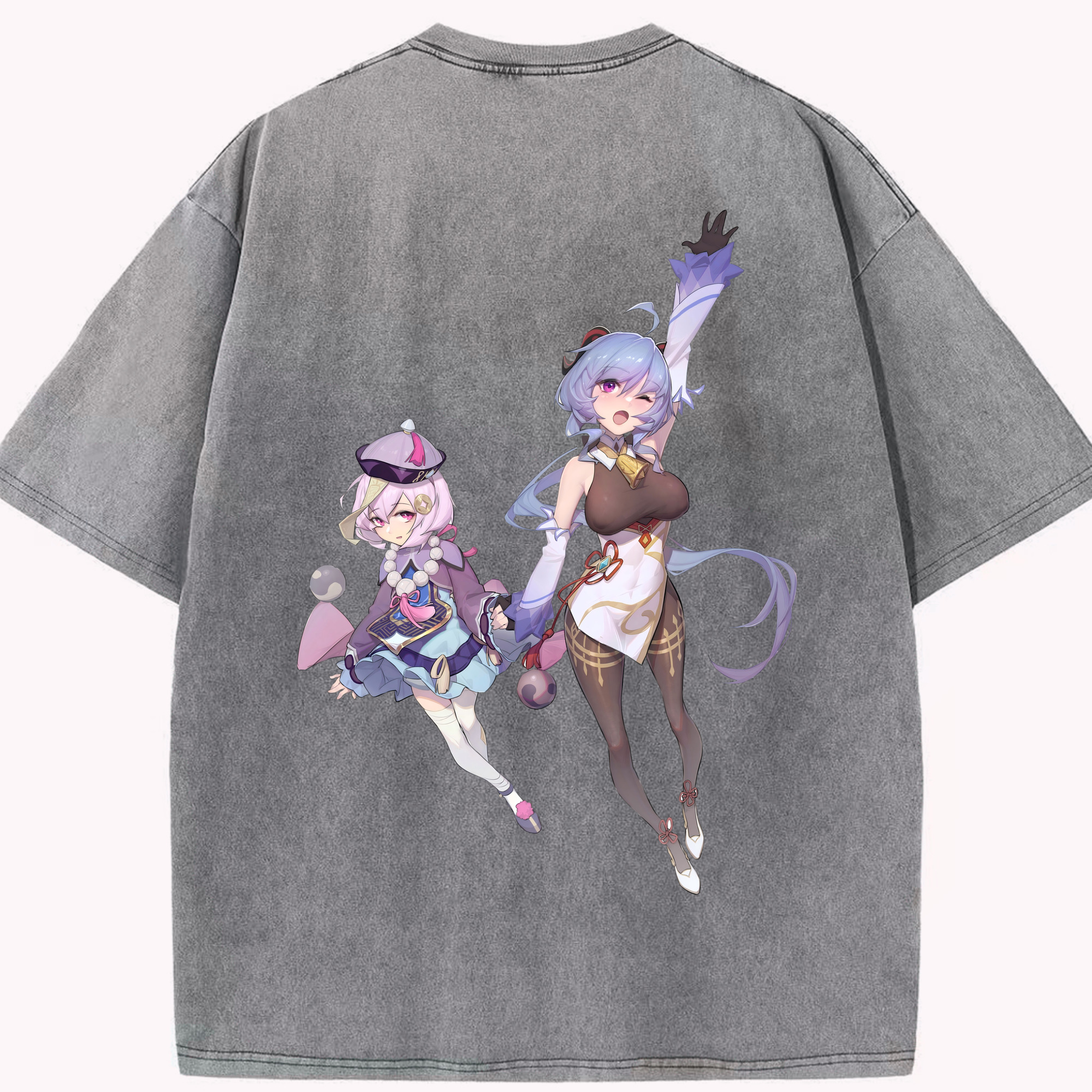 げんし神 七七 なな  genshin Nana 綿100% ヴィンテージ風 半袖Tシャツ（背面プリント）