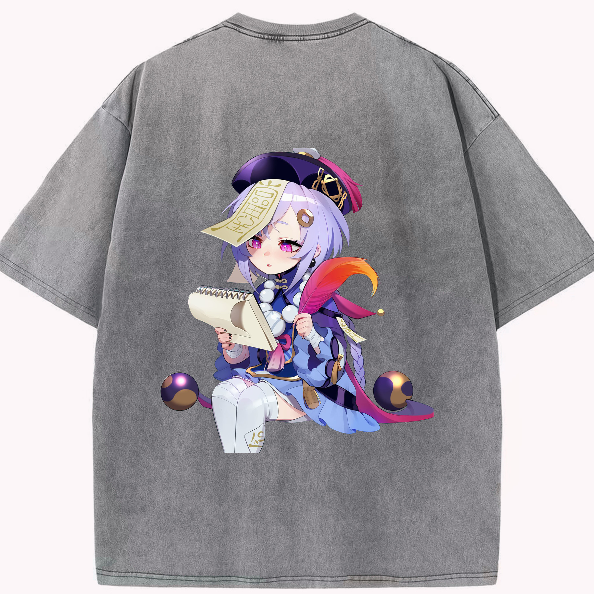 げんし神 七七 なな  genshin Nana 綿100% ヴィンテージ風 半袖Tシャツ（背面プリント）