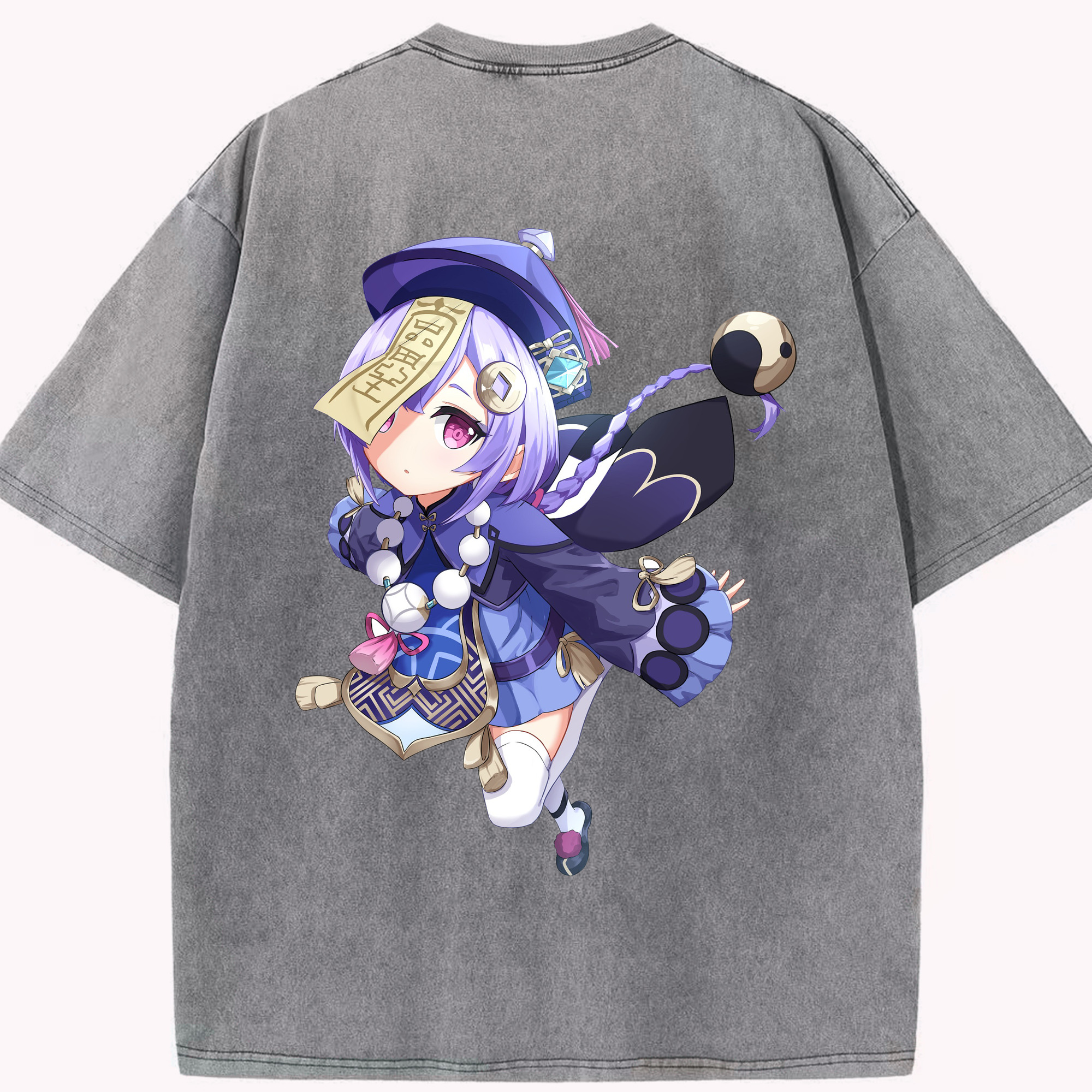 げんし神 七七 なな  genshin Nana 綿100% ヴィンテージ風 半袖Tシャツ（背面プリント）