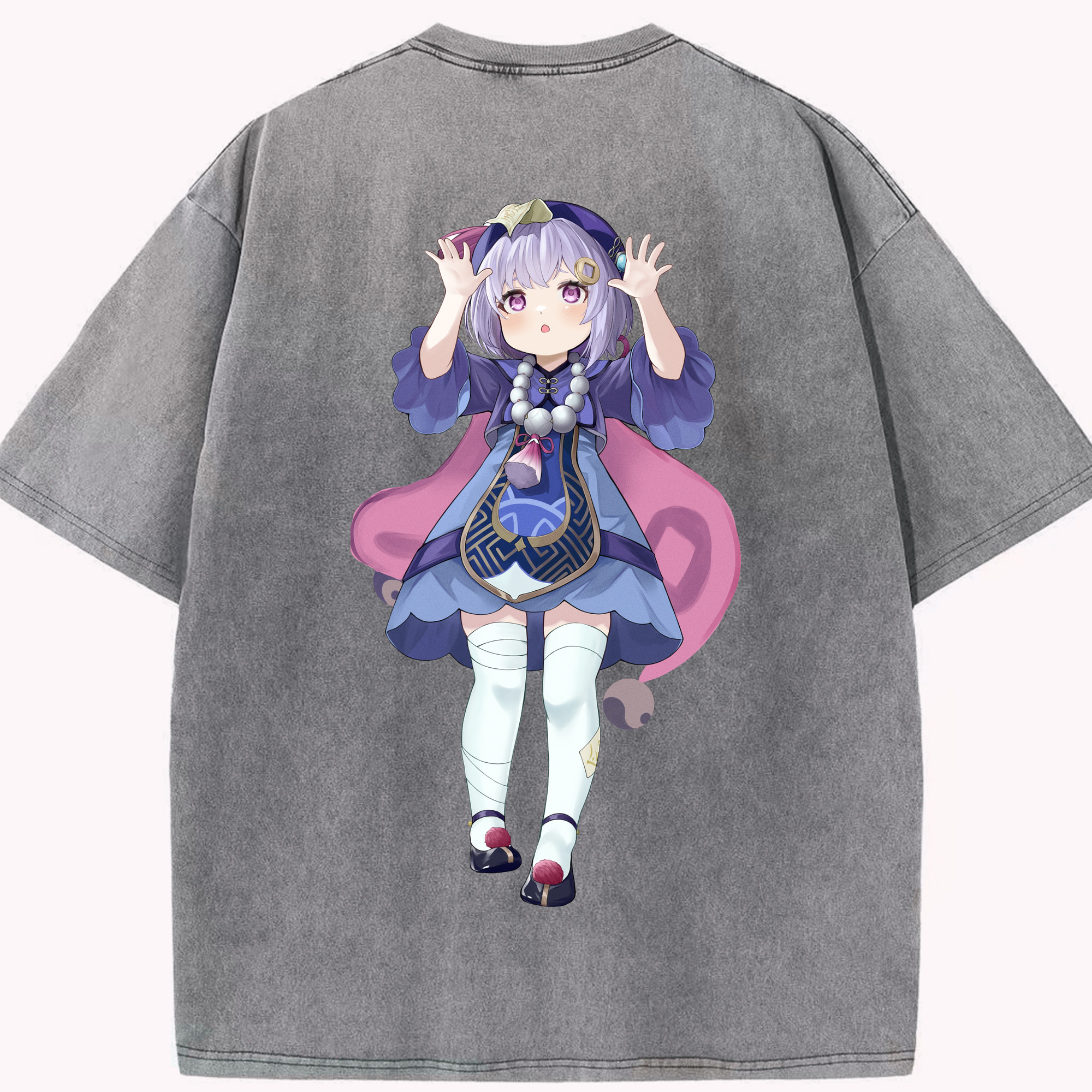 げんし神 七七 なな  genshin Nana 綿100% ヴィンテージ風 半袖Tシャツ（背面プリント）