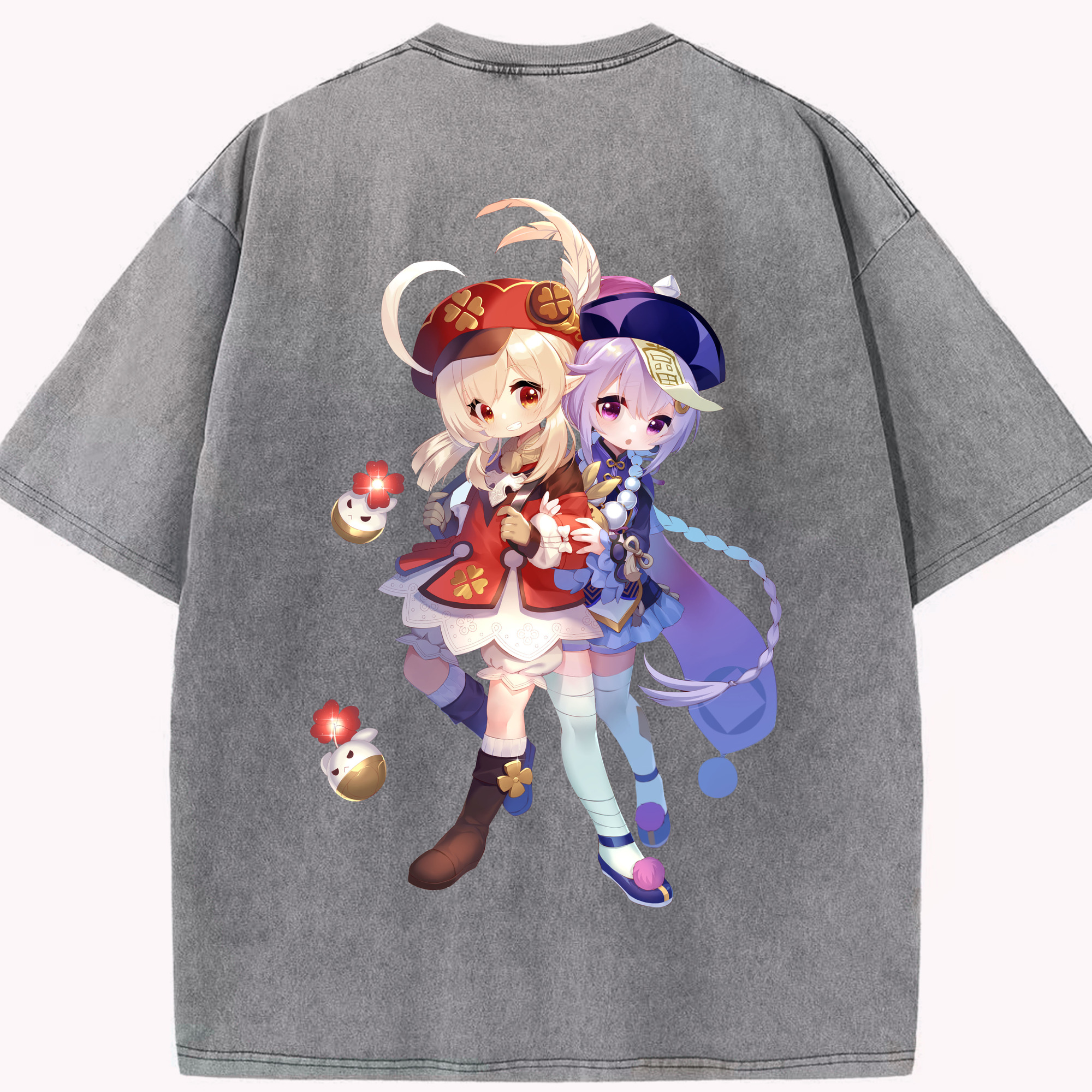 げんし神 七七 なな  genshin Nana 綿100% ヴィンテージ風 半袖Tシャツ（背面プリント）