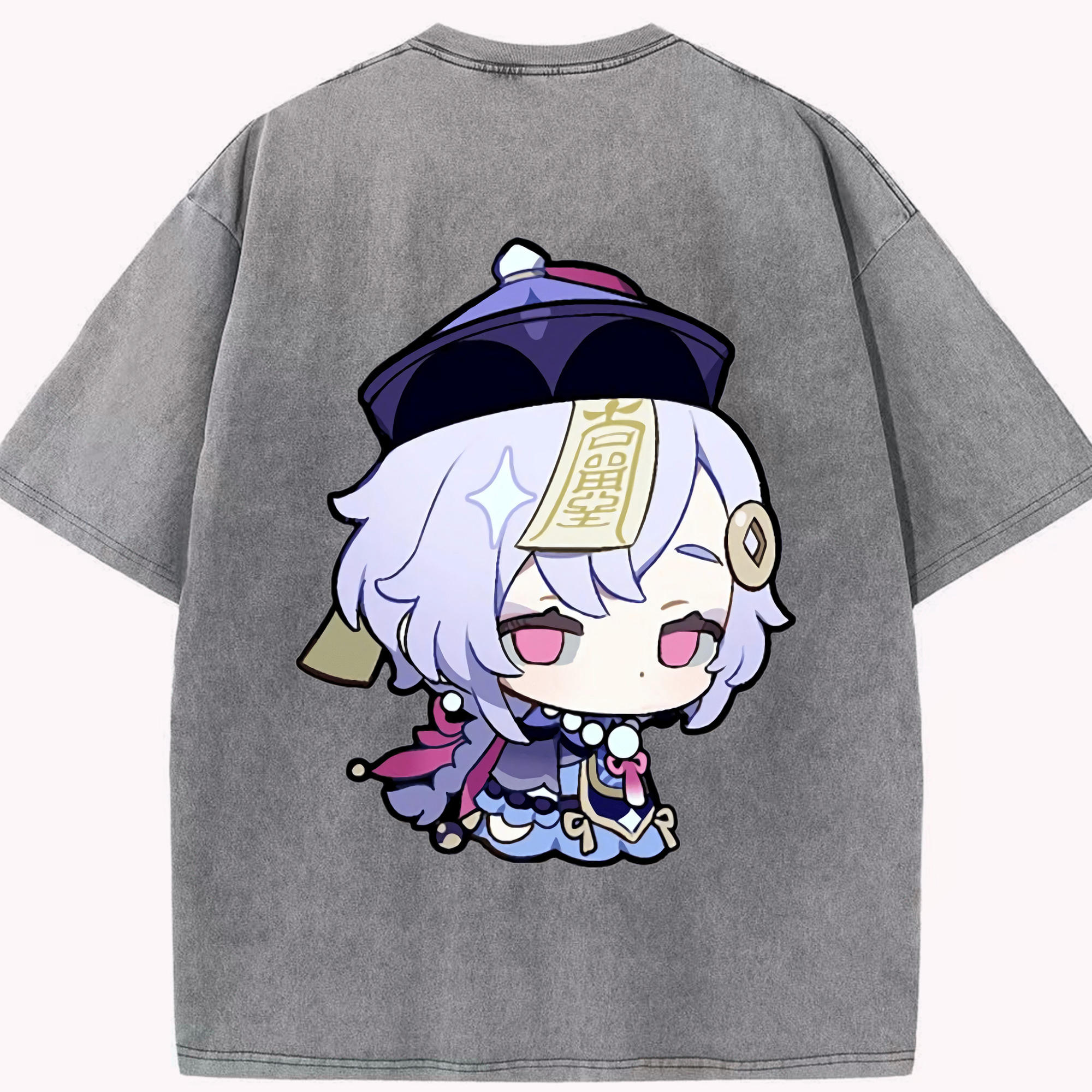 げんし神 七七 なな  genshin Nana 綿100% ヴィンテージ風 半袖Tシャツ（背面プリント）