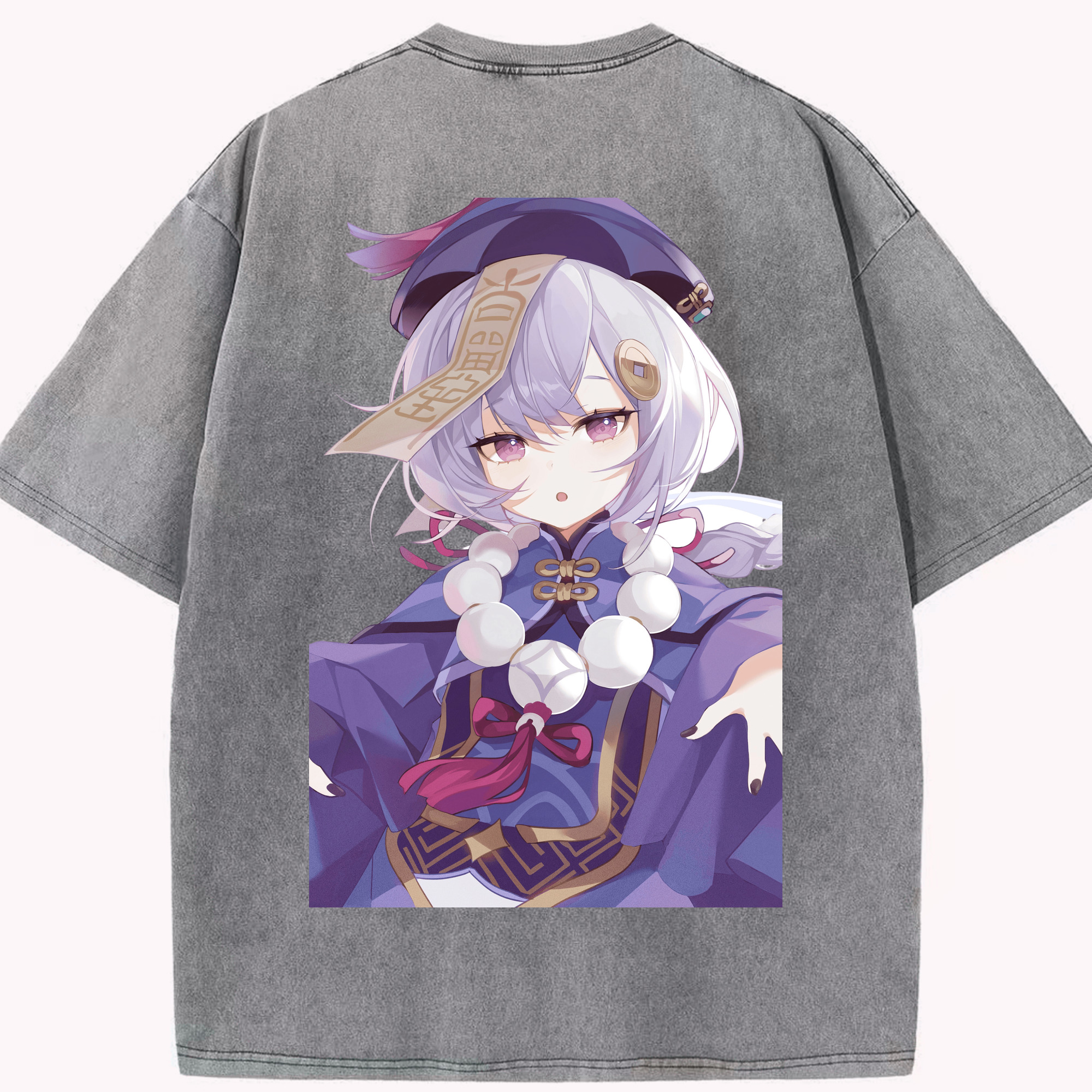 げんし神 七七 なな  genshin Nana 綿100% ヴィンテージ風 半袖Tシャツ（背面プリント）