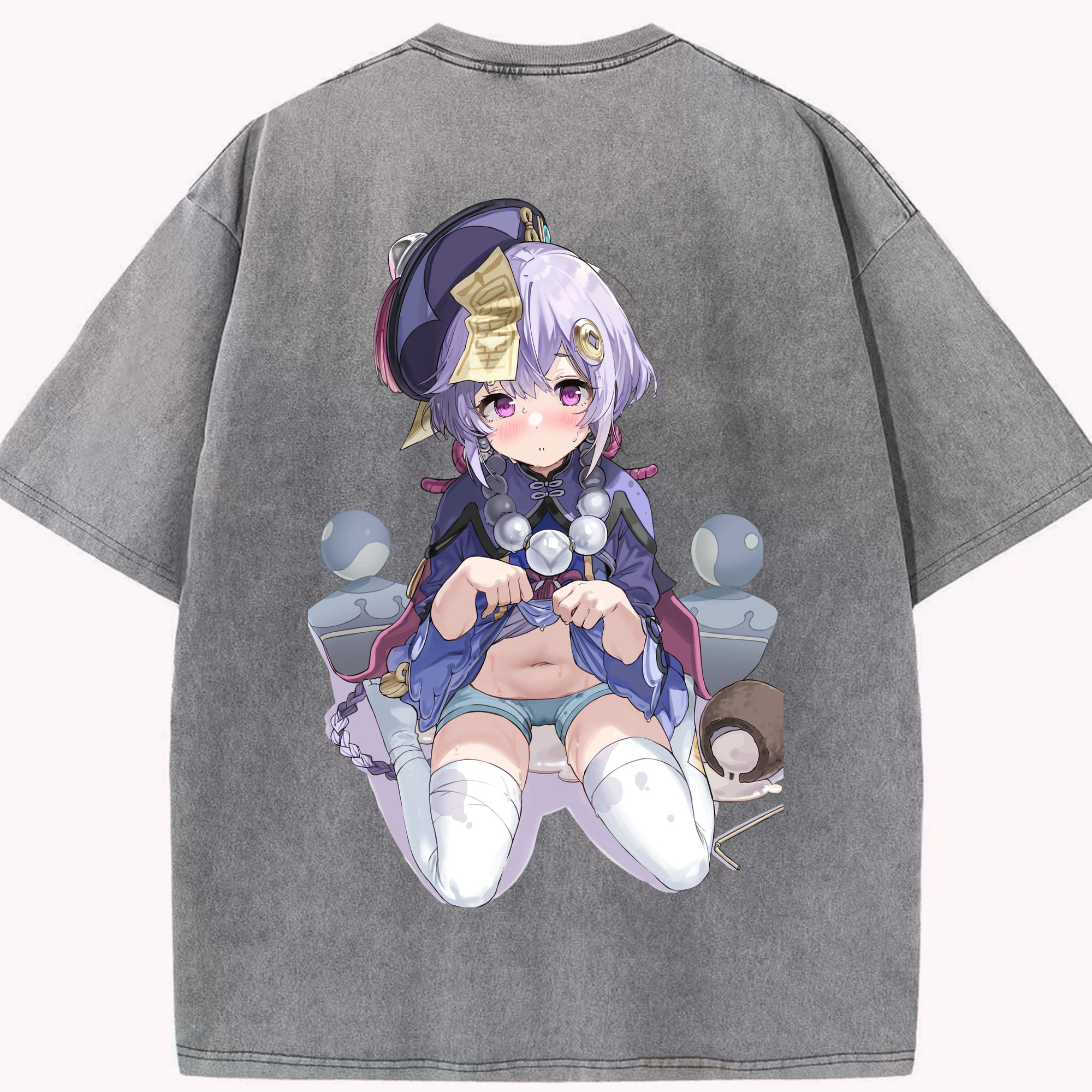 げんし神 七七 なな  genshin Nana 綿100% ヴィンテージ風 半袖Tシャツ（背面プリント）