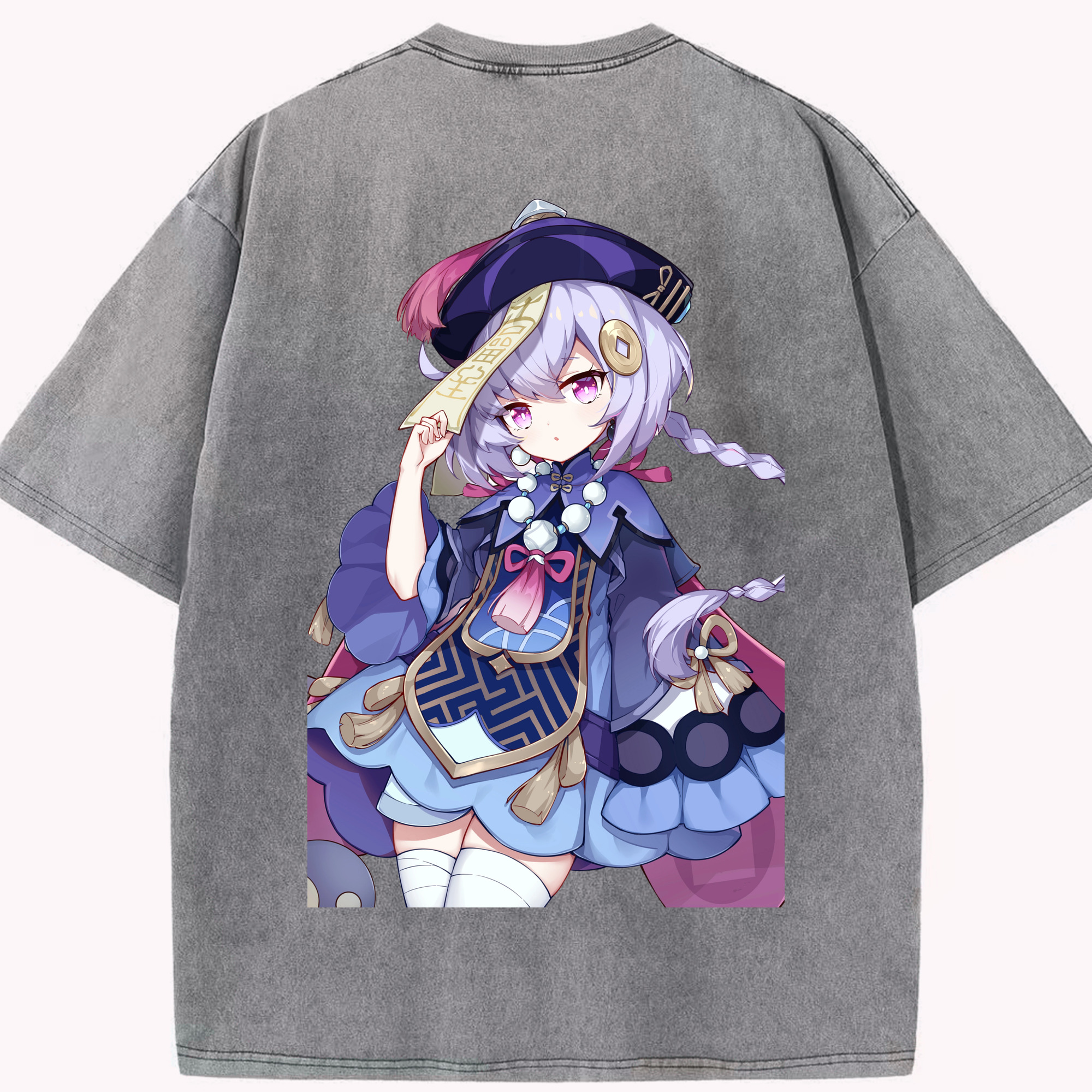 げんし神 七七 なな  genshin Nana 綿100% ヴィンテージ風 半袖Tシャツ（背面プリント）