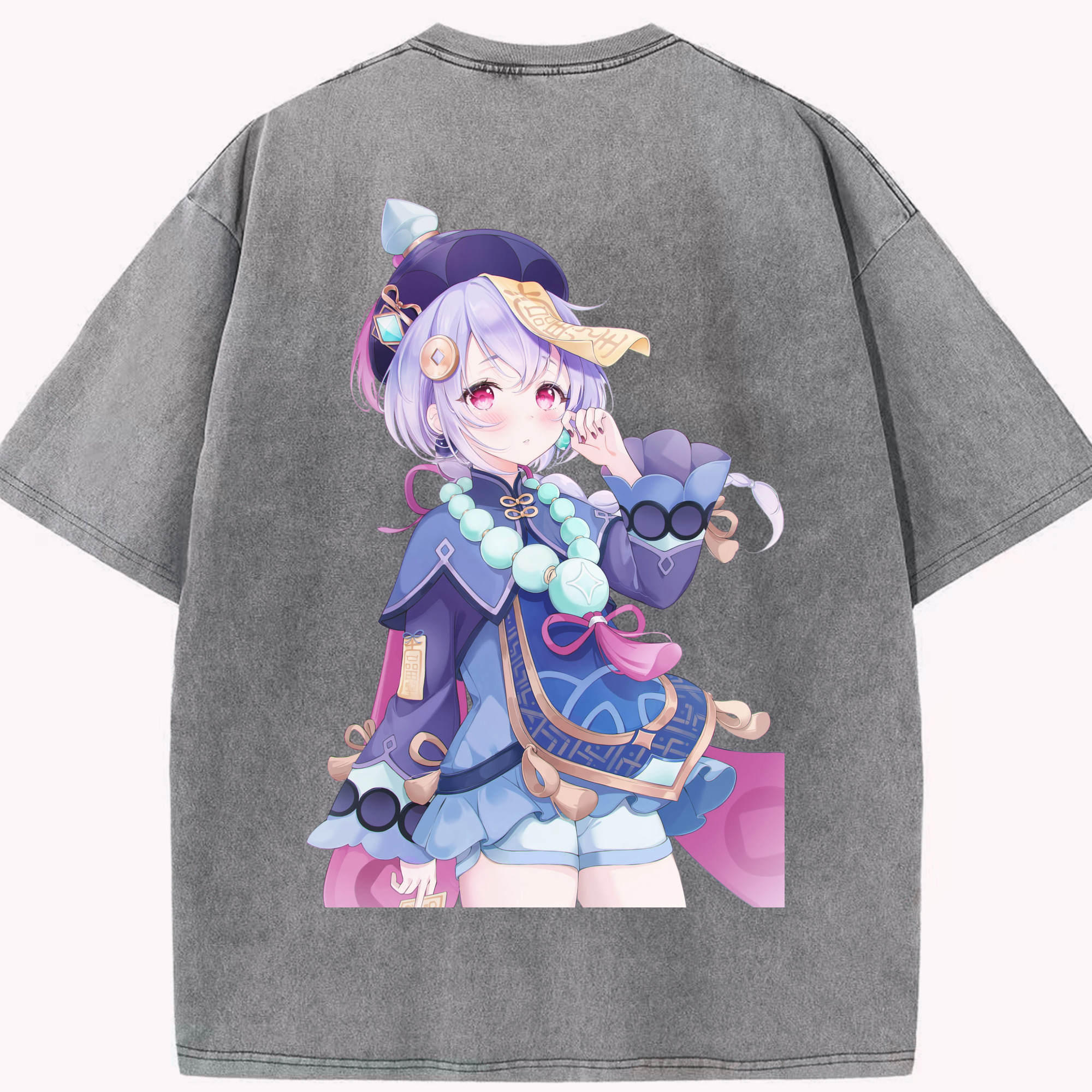 げんし神 七七 なな  genshin Nana 綿100% ヴィンテージ風 半袖Tシャツ（背面プリント）
