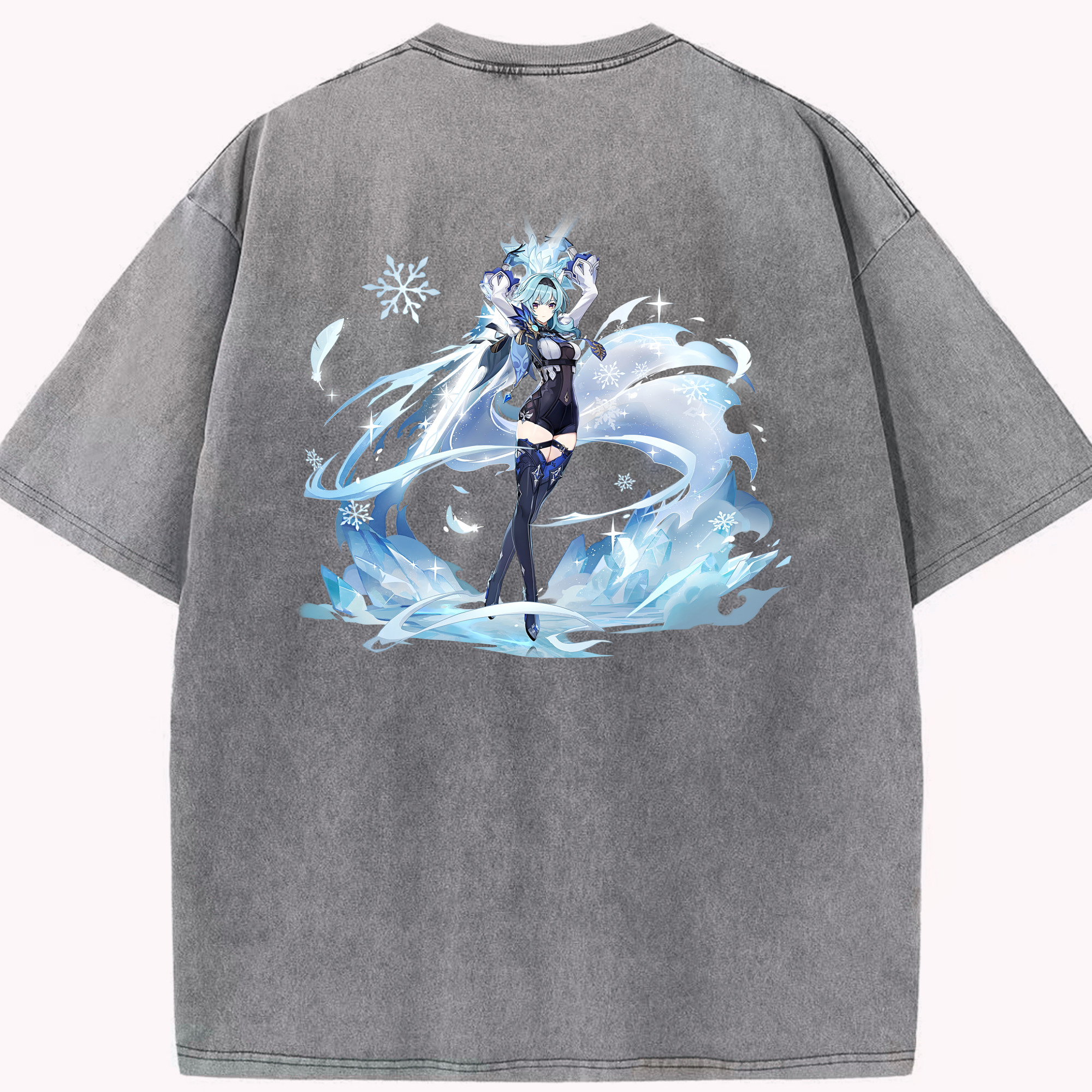 げんし神 优菈 ゆうら genshin Yūra 綿100% ヴィンテージ風 半袖Tシャツ（背面プリント）