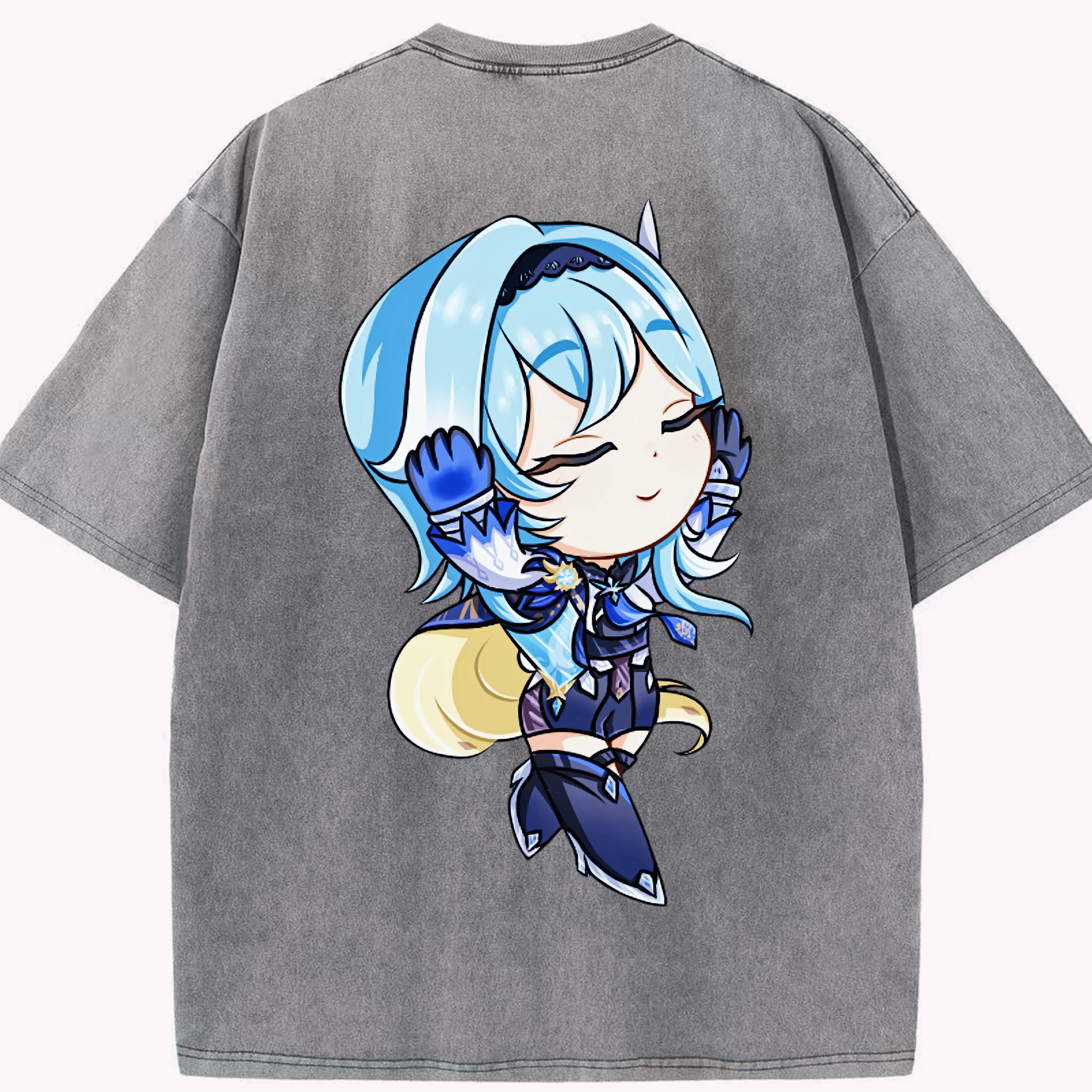 げんし神 优菈 ゆうら genshin Yūra 綿100% ヴィンテージ風 半袖Tシャツ（背面プリント）