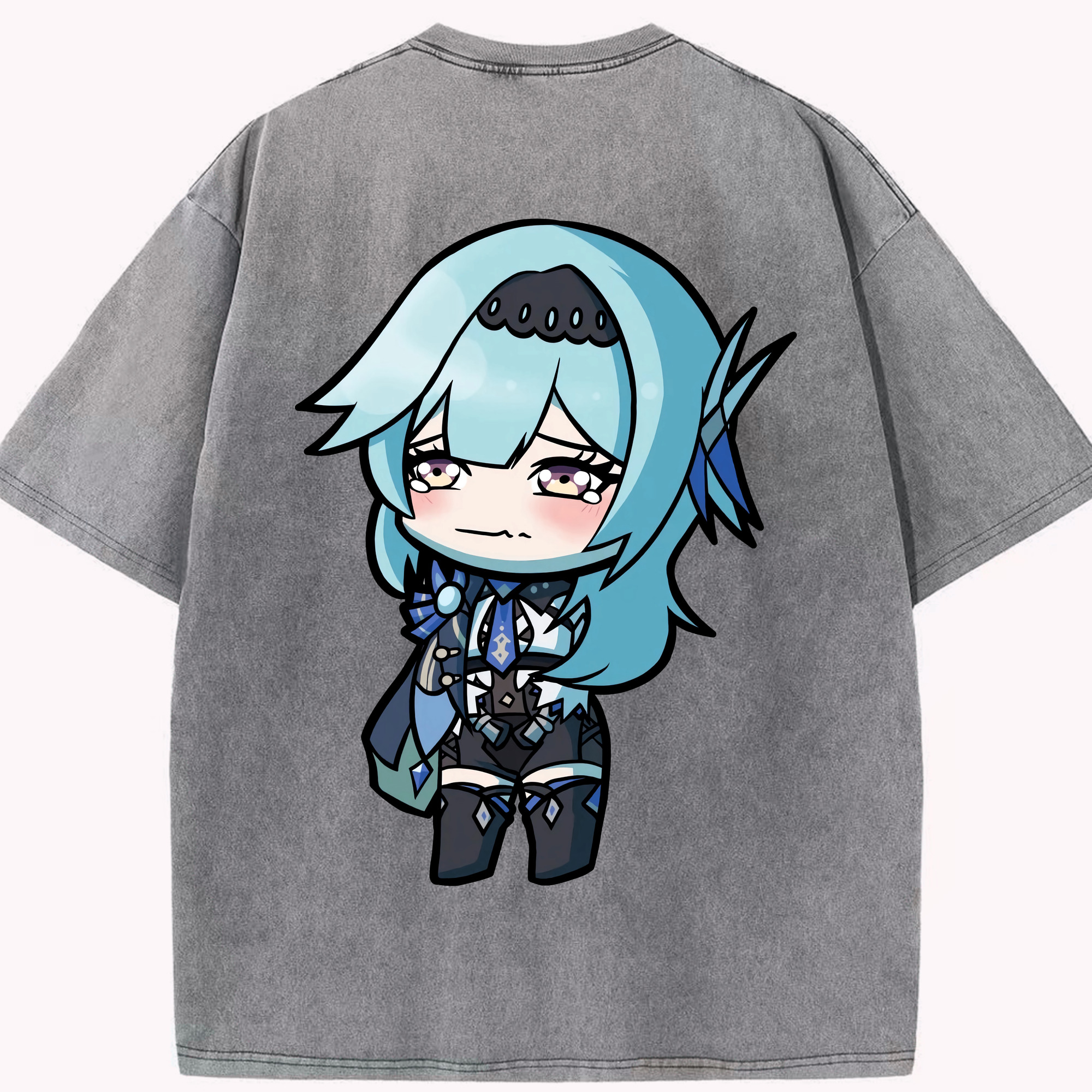 げんし神 优菈 ゆうら genshin Yūra 綿100% ヴィンテージ風 半袖Tシャツ（背面プリント）