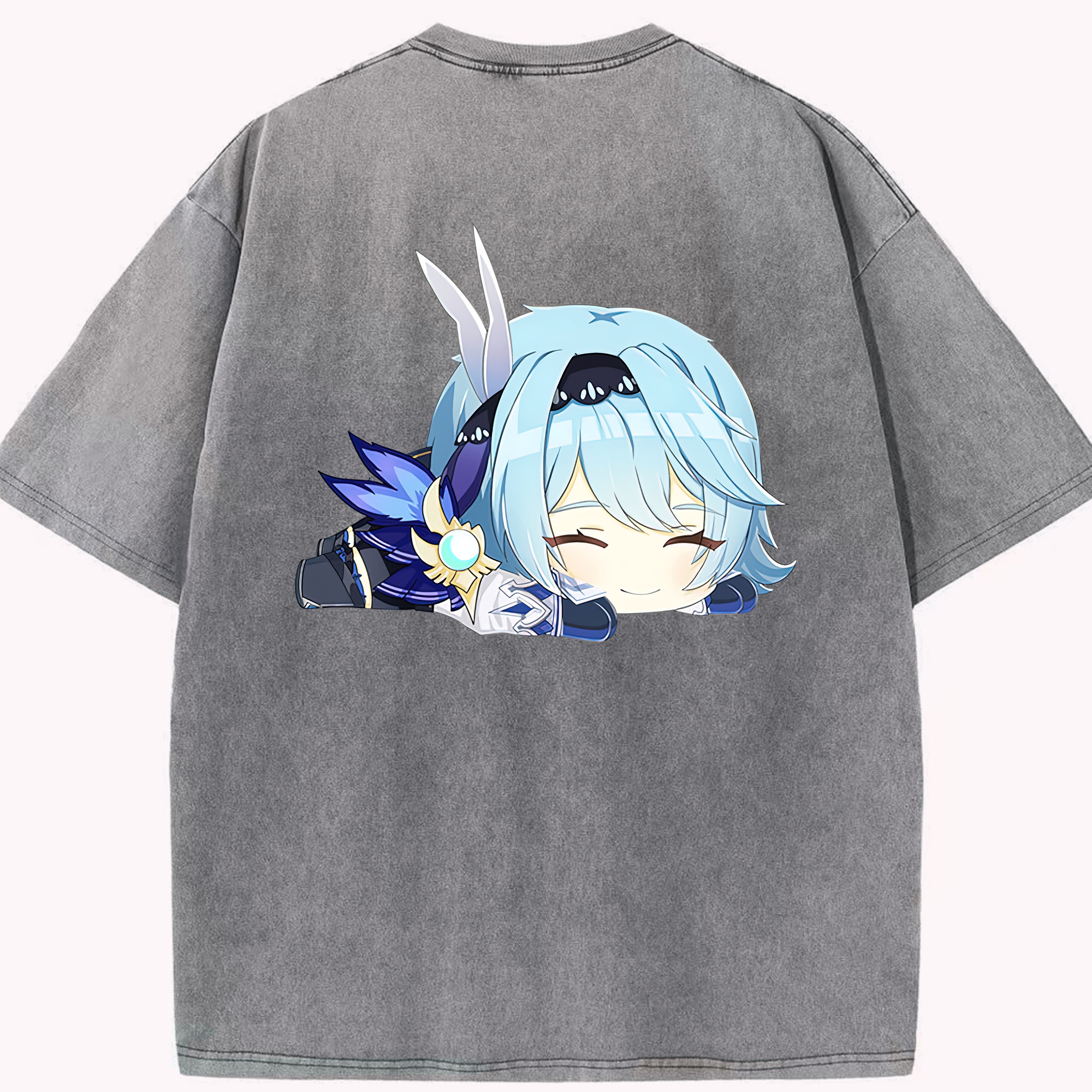 げんし神 优菈 ゆうら genshin Yūra 綿100% ヴィンテージ風 半袖Tシャツ（背面プリント）