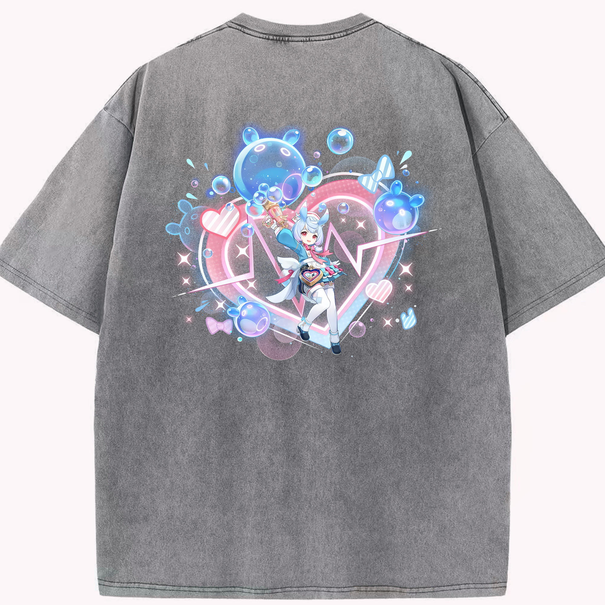 げんし神 シゲウィン genshin Shigewin 綿100% ヴィンテージ風 半袖Tシャツ（背面プリント）