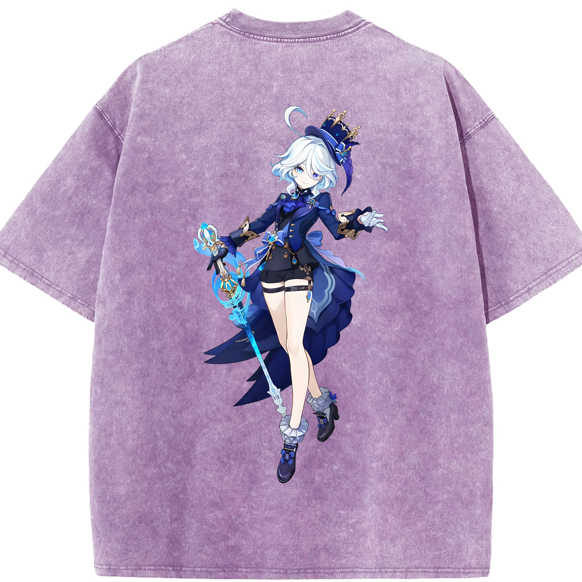げんし神 フリーナ genshin Furina 綿100% ヴィンテージ風 半袖Tシャツ（背面プリント）