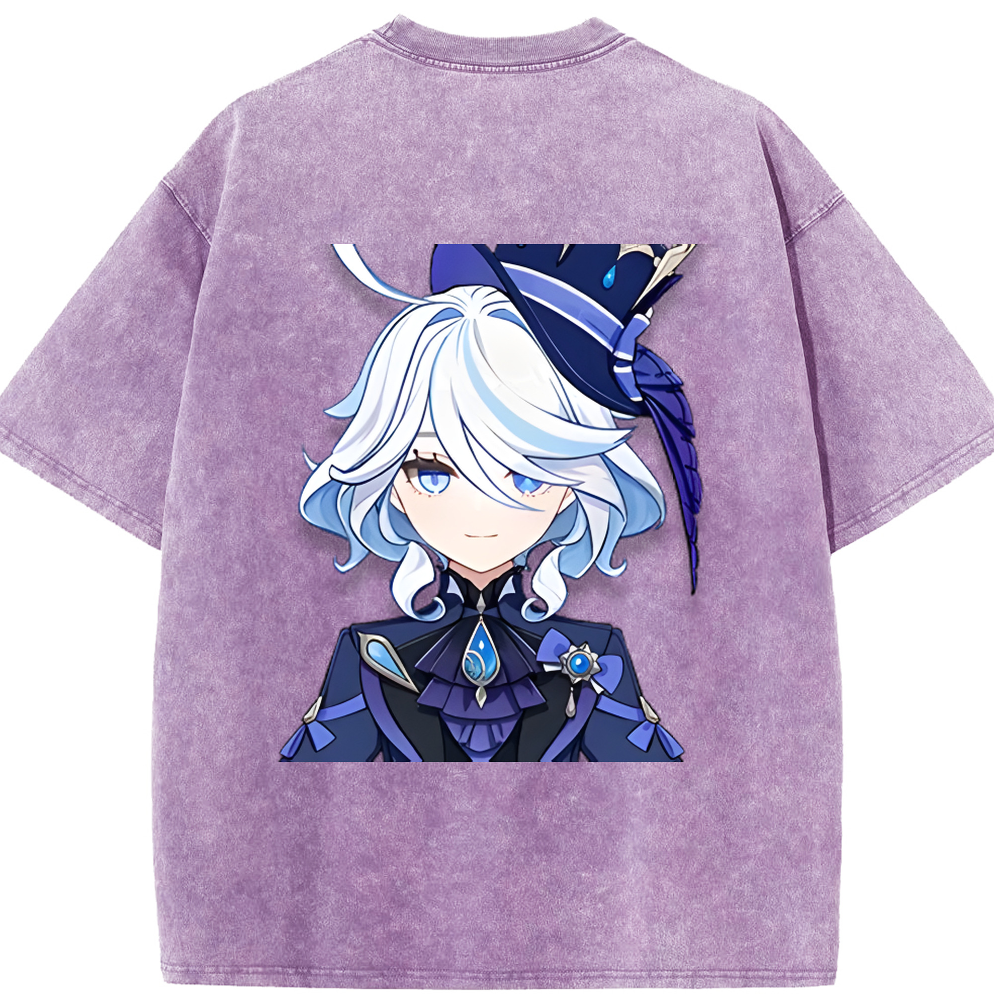 げんし神 フリーナ genshin Furina 綿100% ヴィンテージ風 半袖Tシャツ（背面プリント）