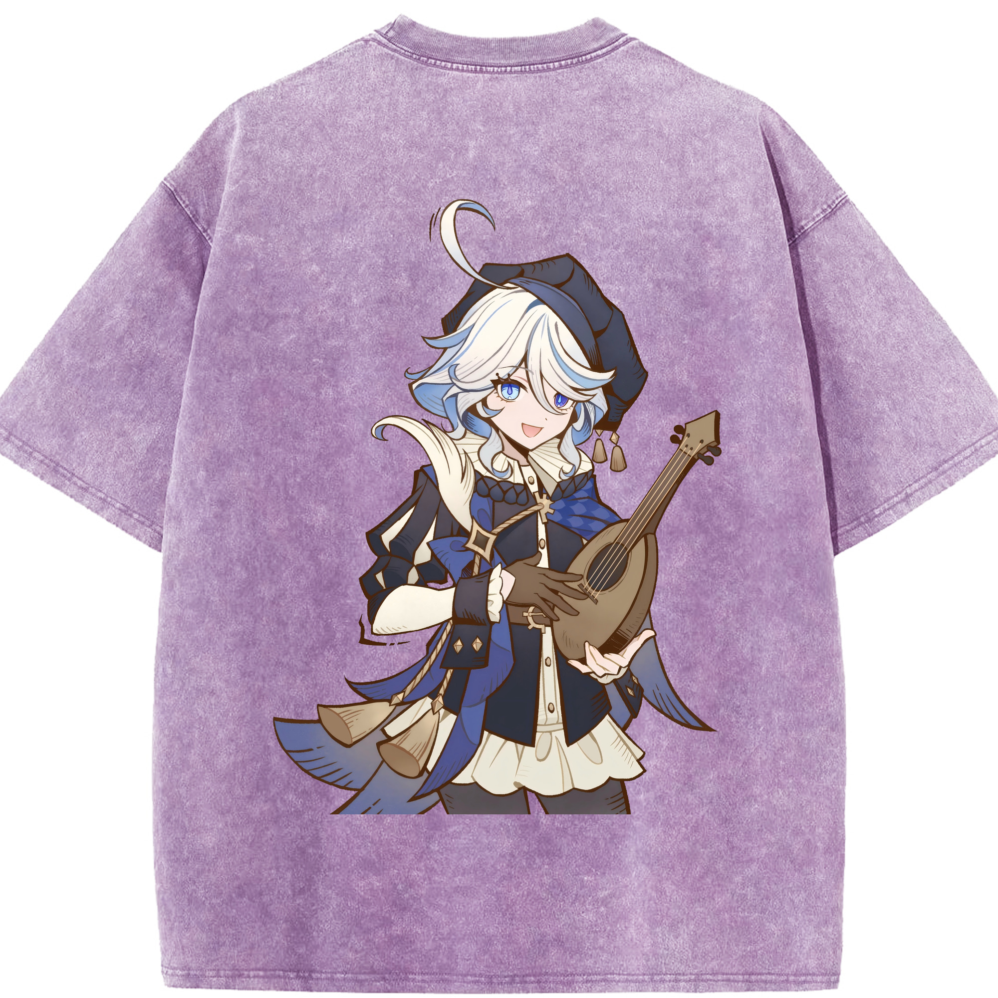 げんし神 フリーナ genshin Furina 綿100% ヴィンテージ風 半袖Tシャツ（背面プリント）