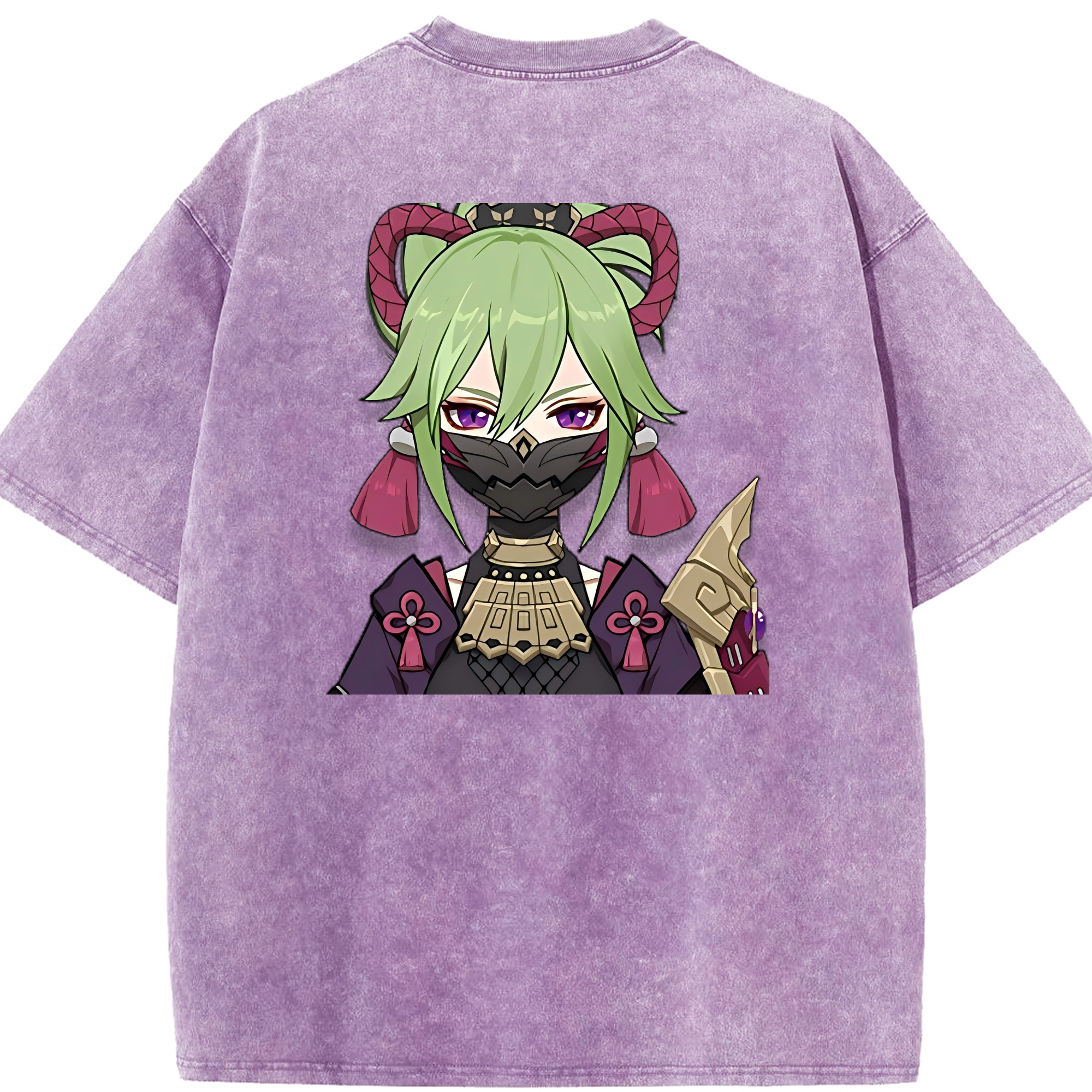 げんし神  久岐忍 くき しのぶ genshin Kuki Shinobu 綿100% ヴィンテージ風 半袖Tシャツ（背面プリント）