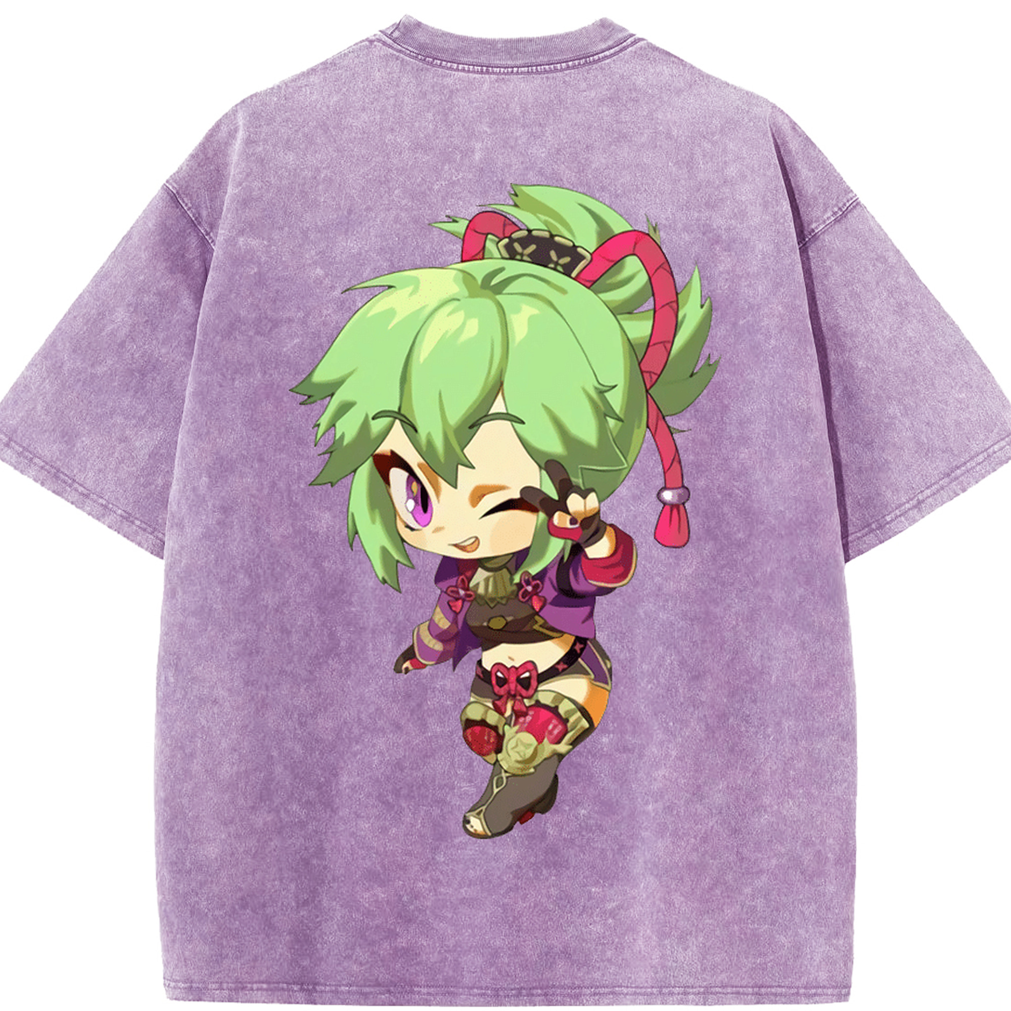 げんし神  久岐忍 くき しのぶ genshin Kuki Shinobu 綿100% ヴィンテージ風 半袖Tシャツ（背面プリント）