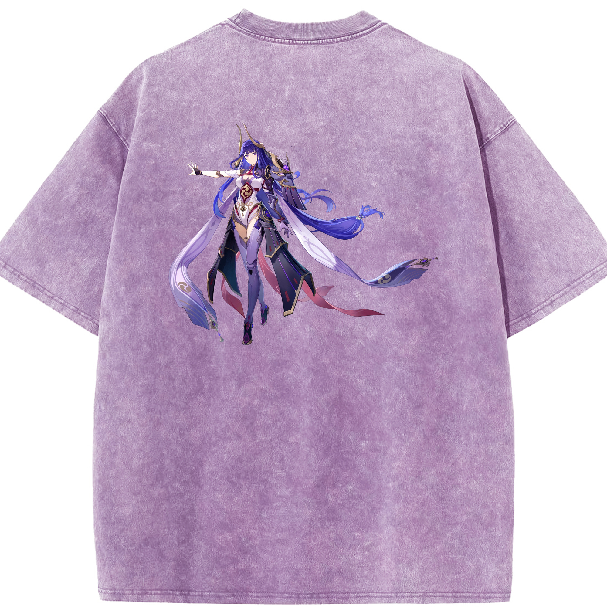 げんし神 雷電将軍 らいでんしょうぐん genshin Raiden Shogun 綿100% ヴィンテージ風 半袖Tシャツ（背面プリント）