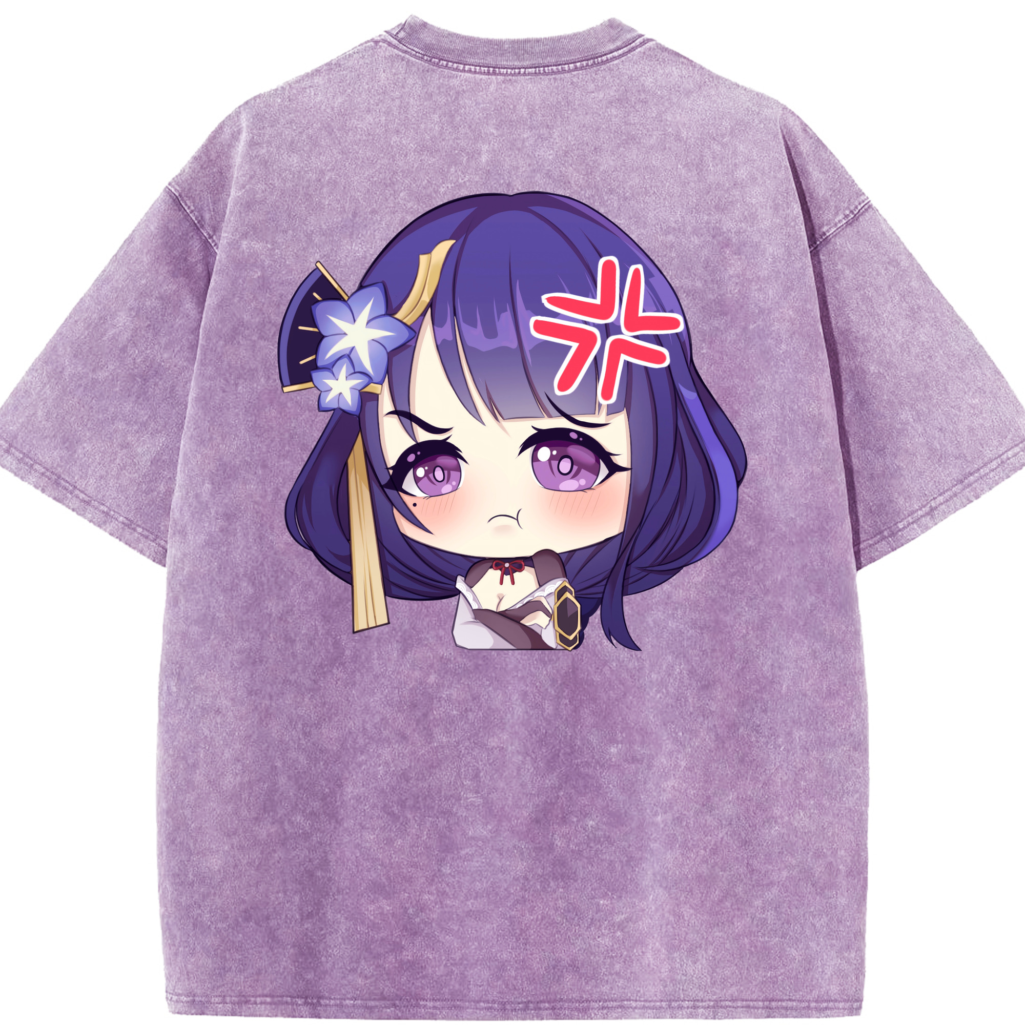 げんし神 雷電将軍 らいでんしょうぐん genshin Raiden Shogun 綿100% ヴィンテージ風 半袖Tシャツ（背面プリント）