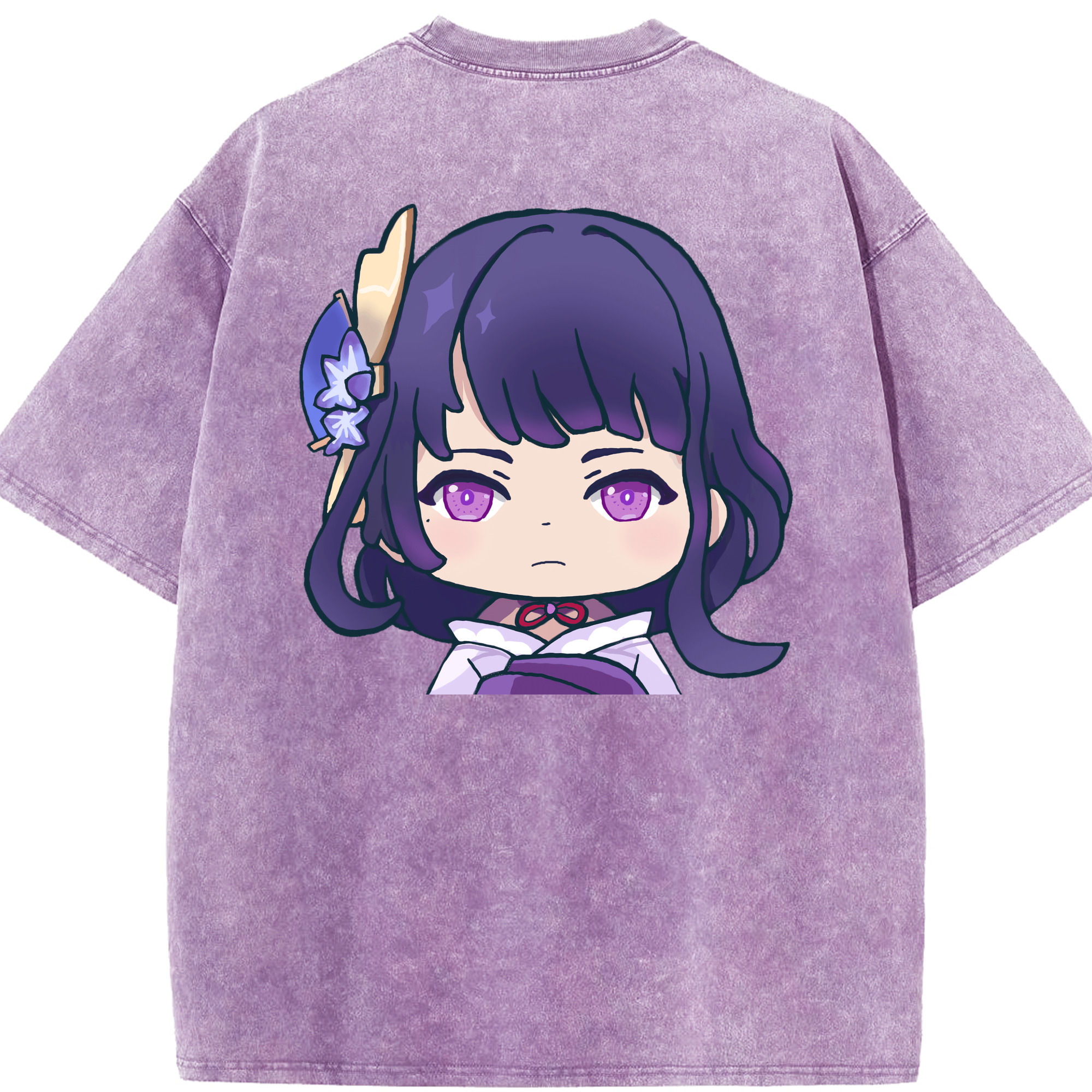 げんし神 雷電将軍 らいでんしょうぐん genshin Raiden Shogun 綿100% ヴィンテージ風 半袖Tシャツ（背面プリント）