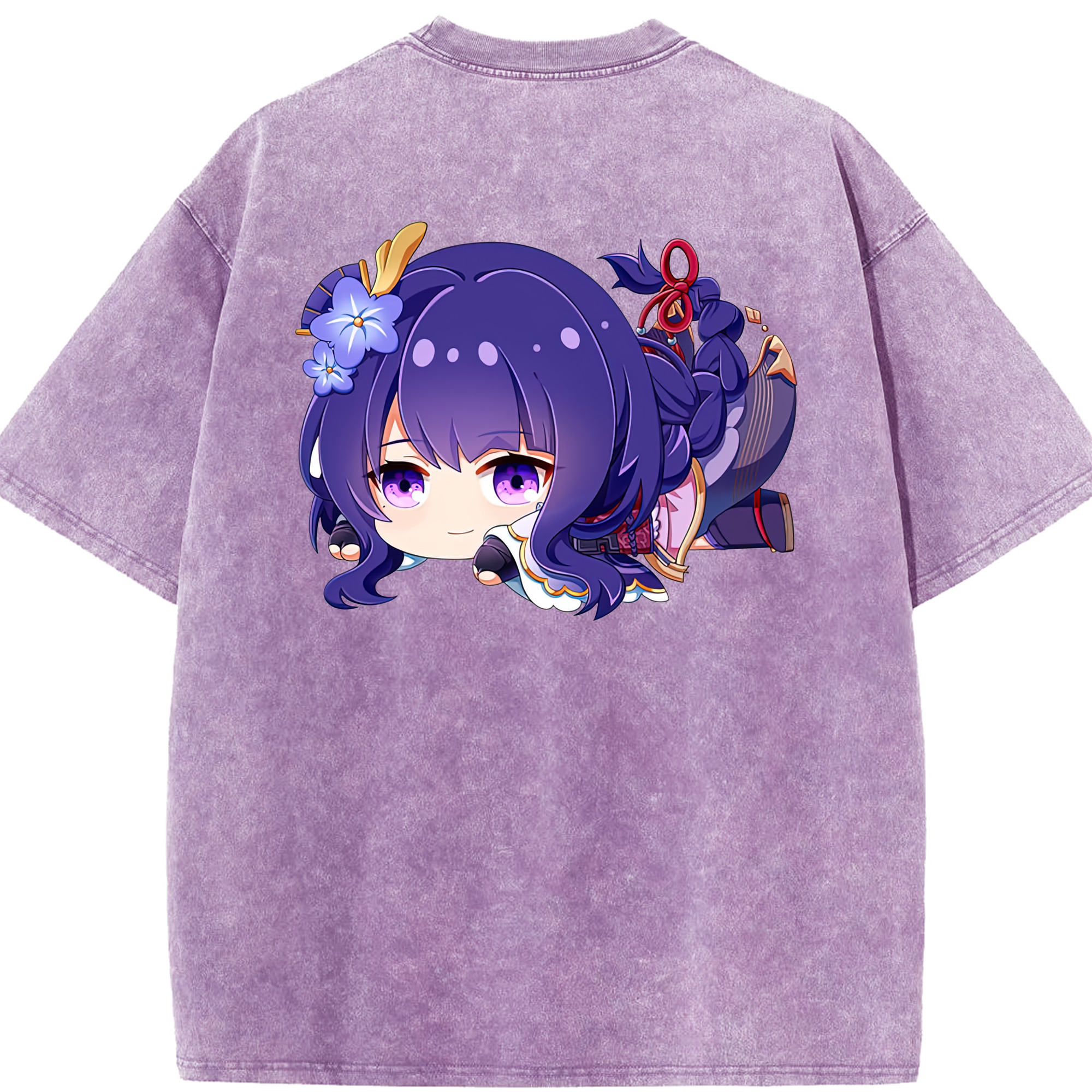 げんし神 雷電将軍 らいでんしょうぐん genshin Raiden Shogun 綿100% ヴィンテージ風 半袖Tシャツ（背面プリント）