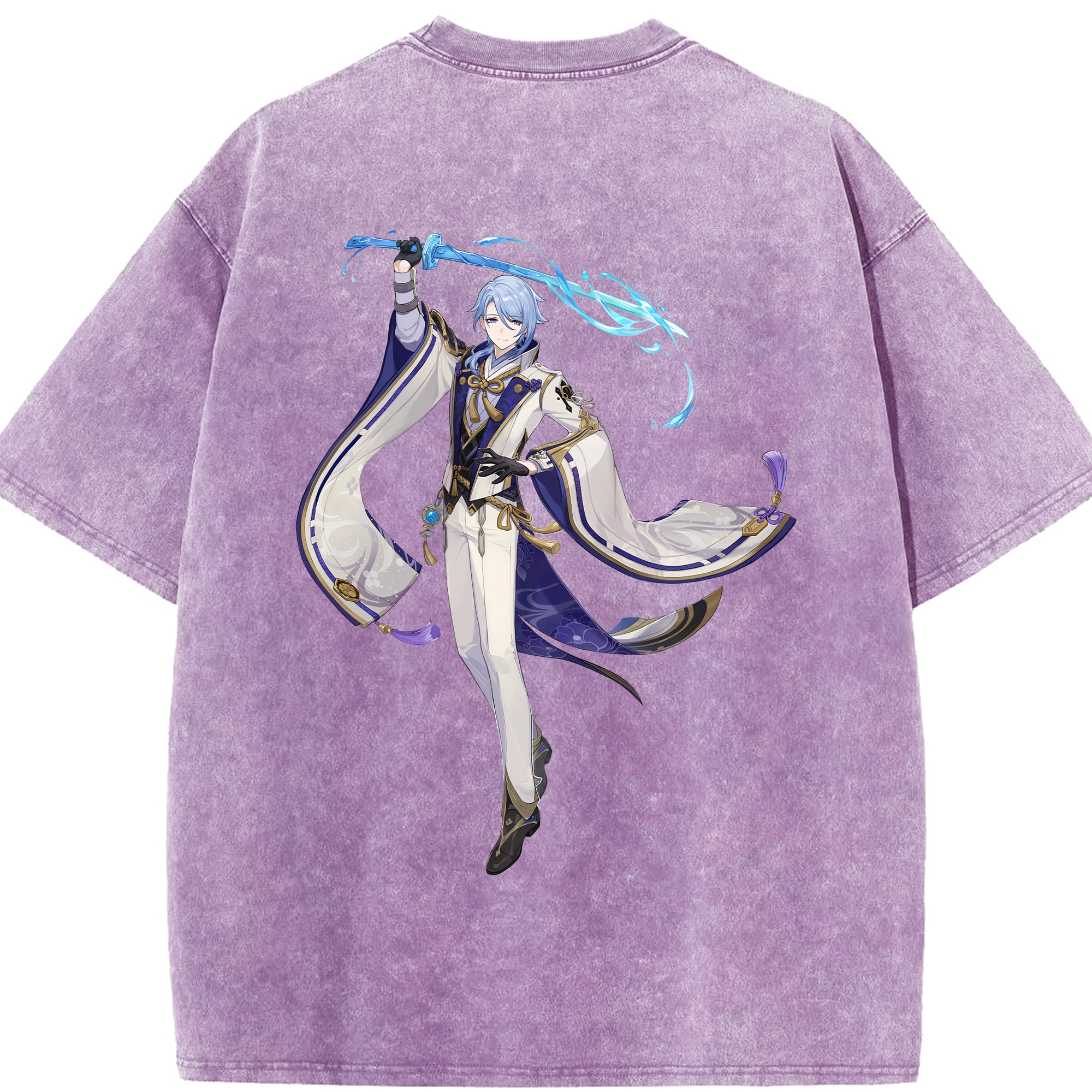 げんし神 神里綾人 かみさとあやと genshin Kamisato Ayato 綿100% ヴィンテージ風 半袖Tシャツ（背面プリント）
