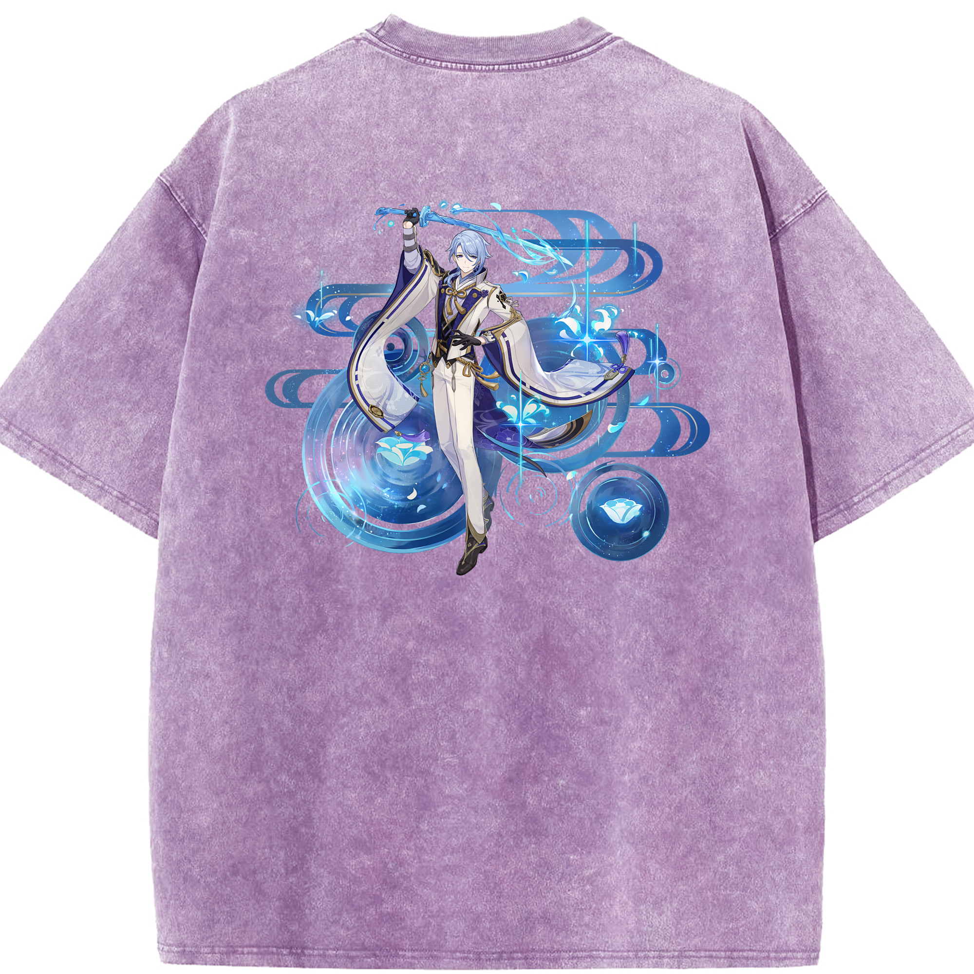 げんし神 神里綾人 かみさとあやと genshin Kamisato Ayato 綿100% ヴィンテージ風 半袖Tシャツ（背面プリント）